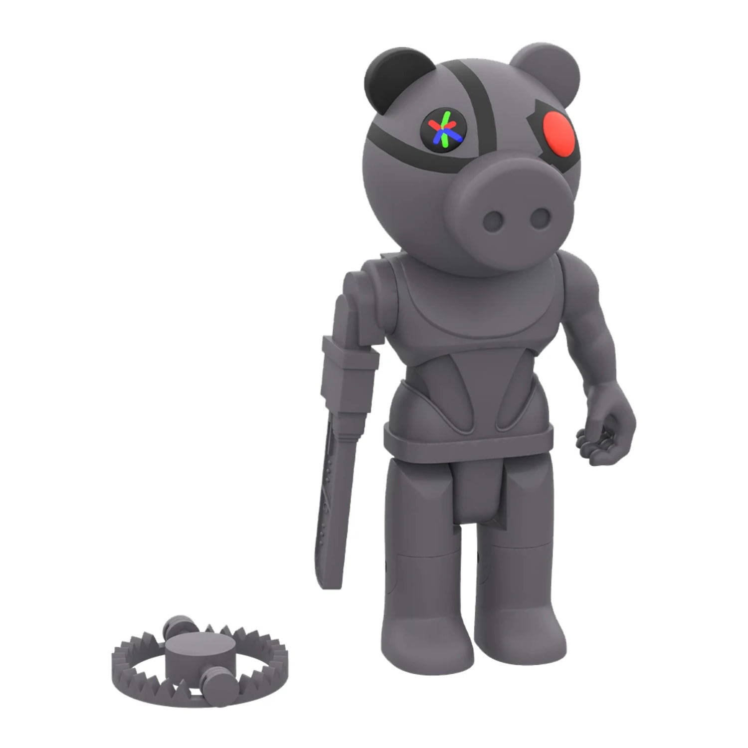 Roblox Piggy, gray robotic pig figurine, glowing eyes, HD Desktop Wallpaper