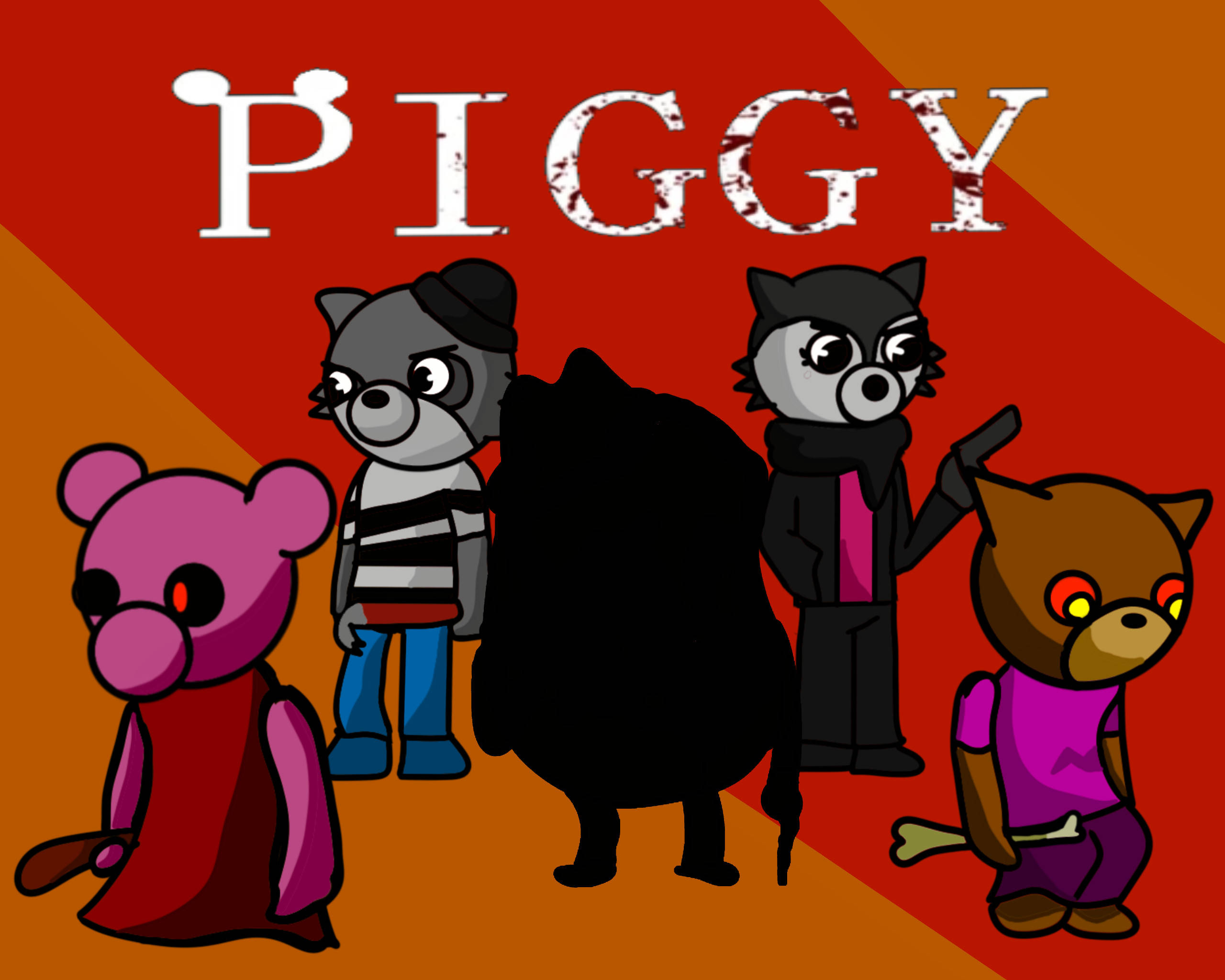 Roblox Piggy, PIGGY, distressed white letters, 2K Desktop Wallpaper