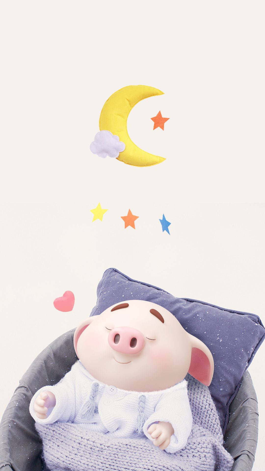 Roblox Piggy, whimsical yellow moon, colorful stars, Full HD Phone Wallpaper