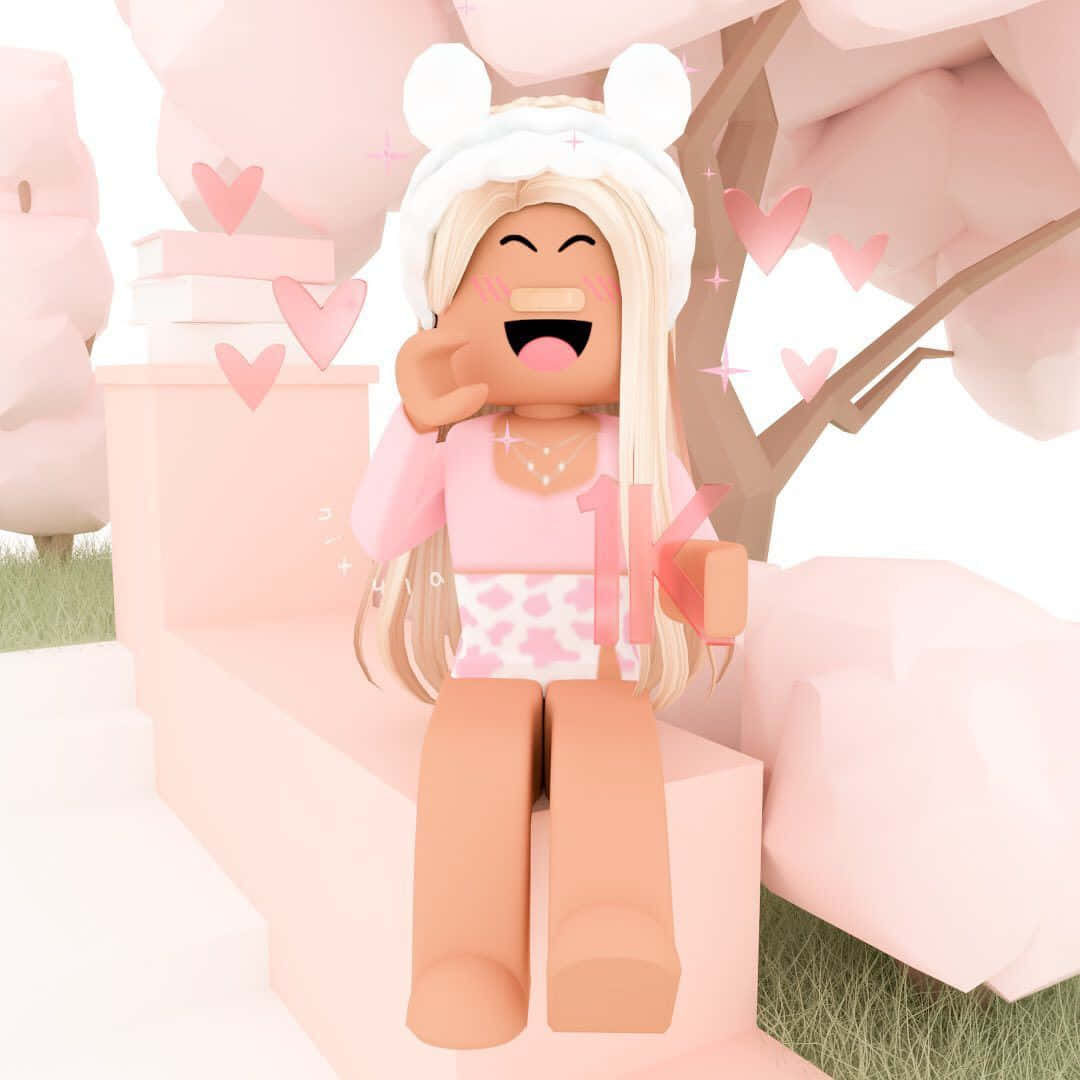 Roblox Pink, bunny ears, pink steps, SD Desktop Wallpaper