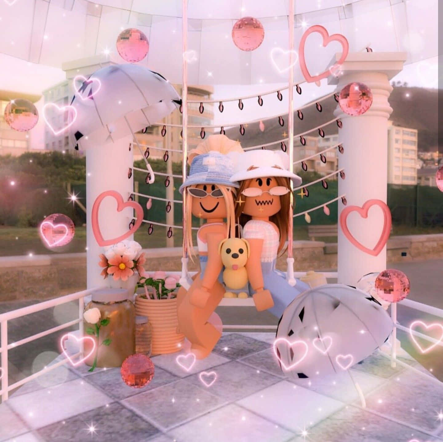 Roblox, pink, swing, HD Desktop Wallpaper
