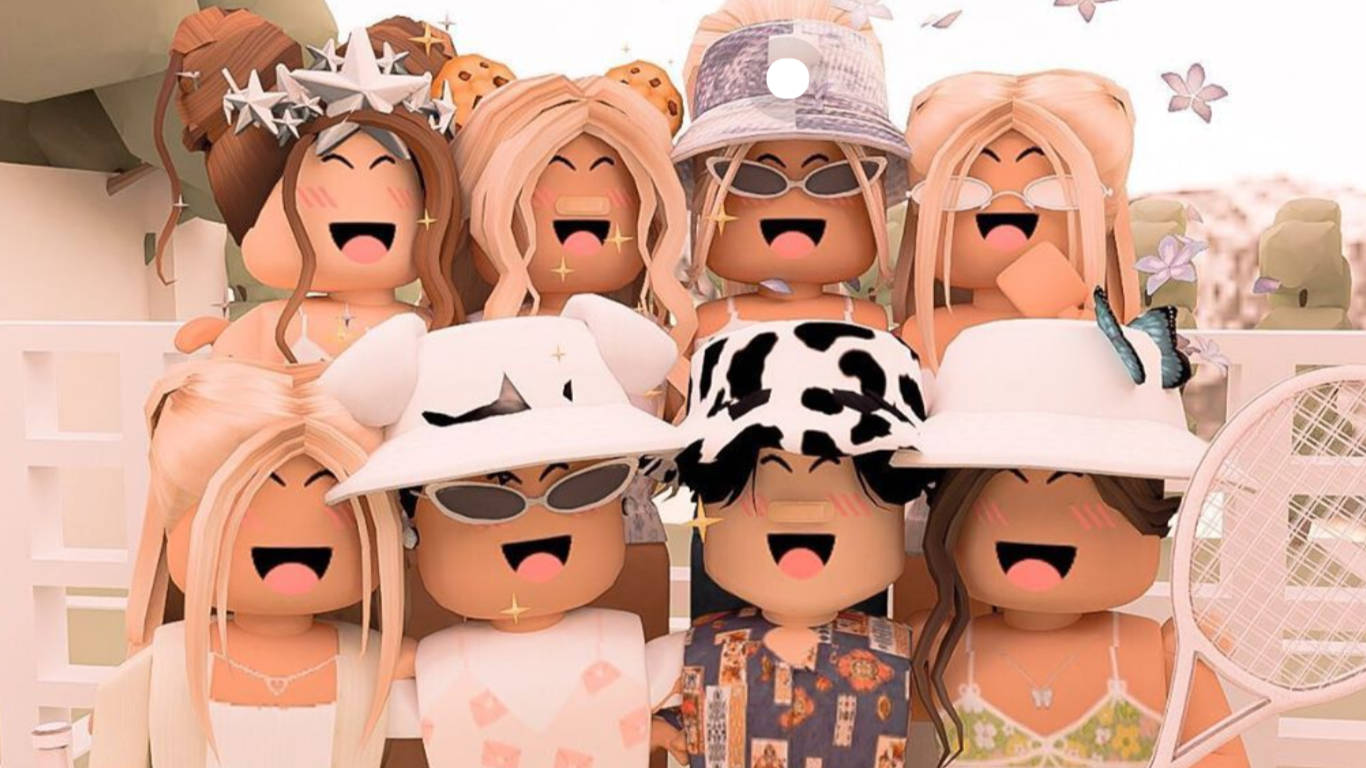 Roblox avatars, trendy hats, bright, HD Desktop Wallpaper