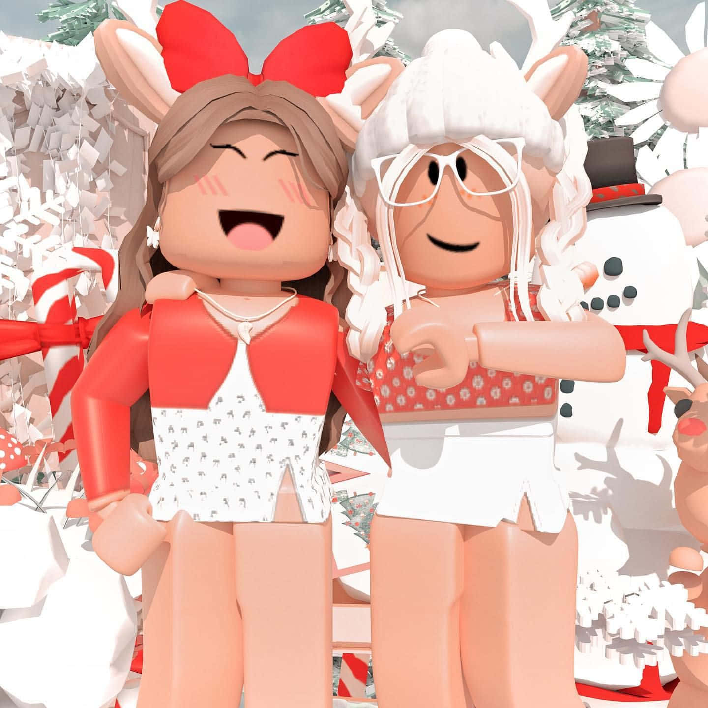 Roblox Pink, Roblox avatars, festive reindeer ears, HD Desktop Wallpaper