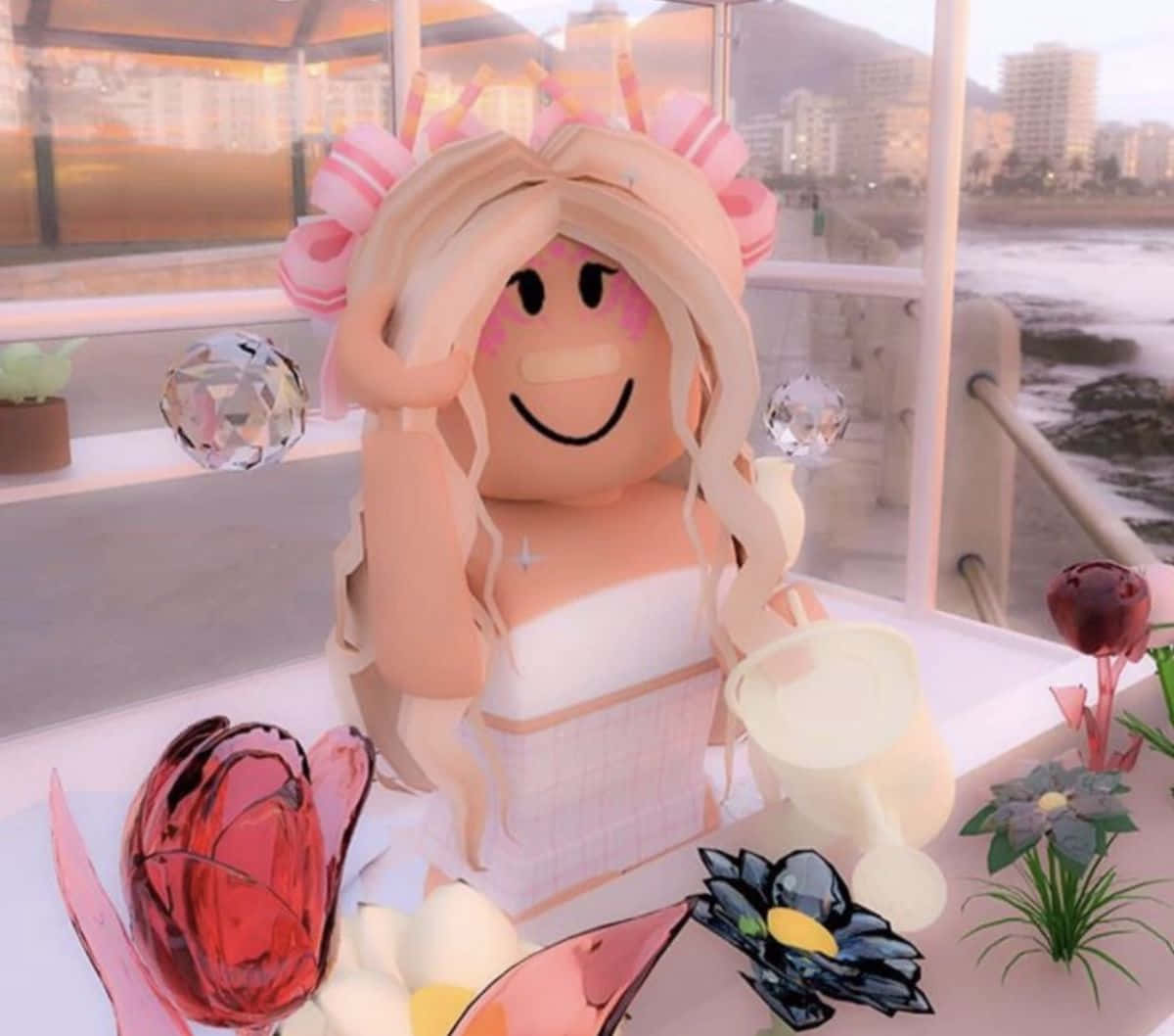 Roblox Pink, pink hair, crown, SD Desktop Wallpaper