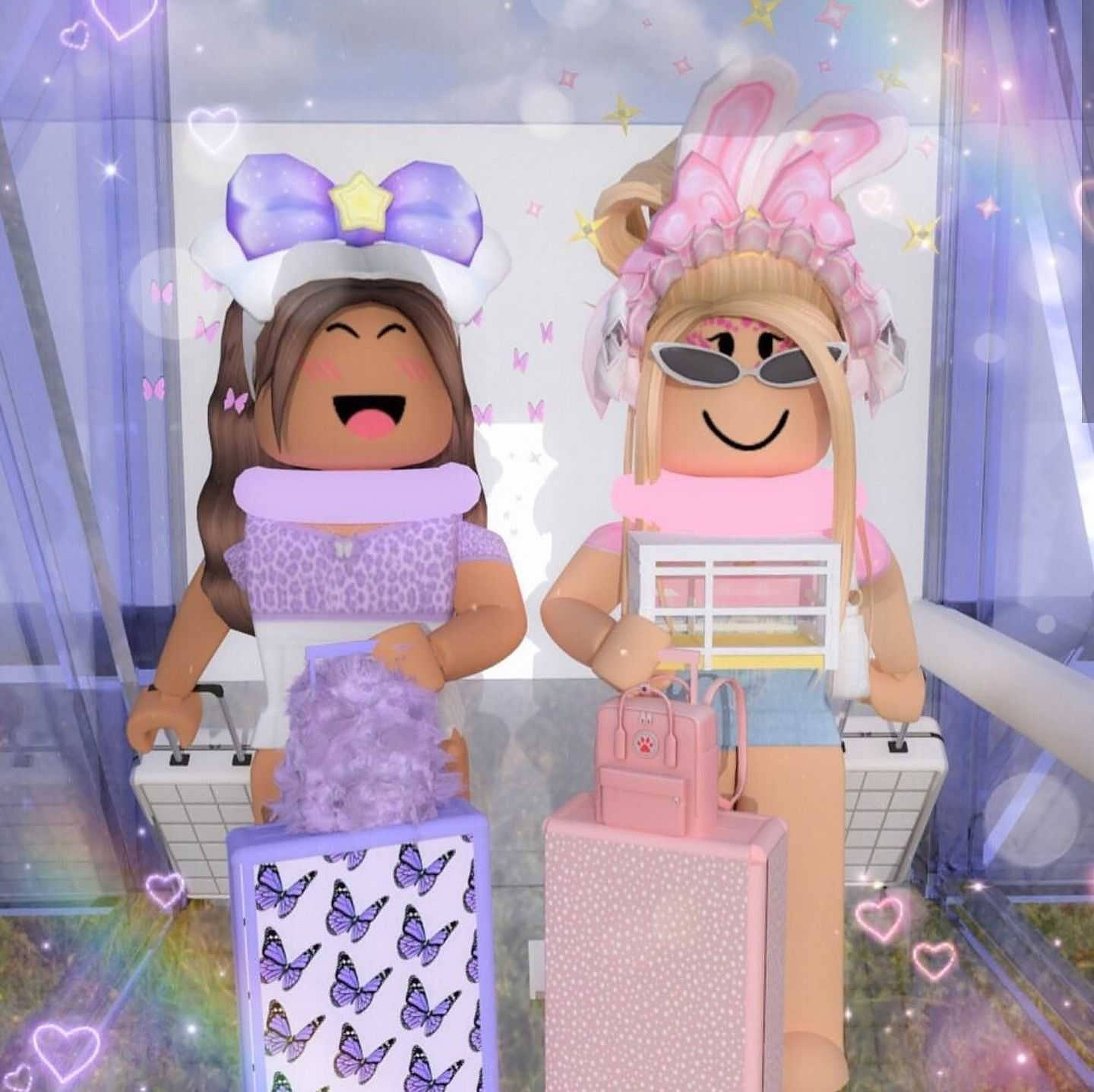 Roblox avatars, bunny ears, luggage, 2K Desktop Wallpaper