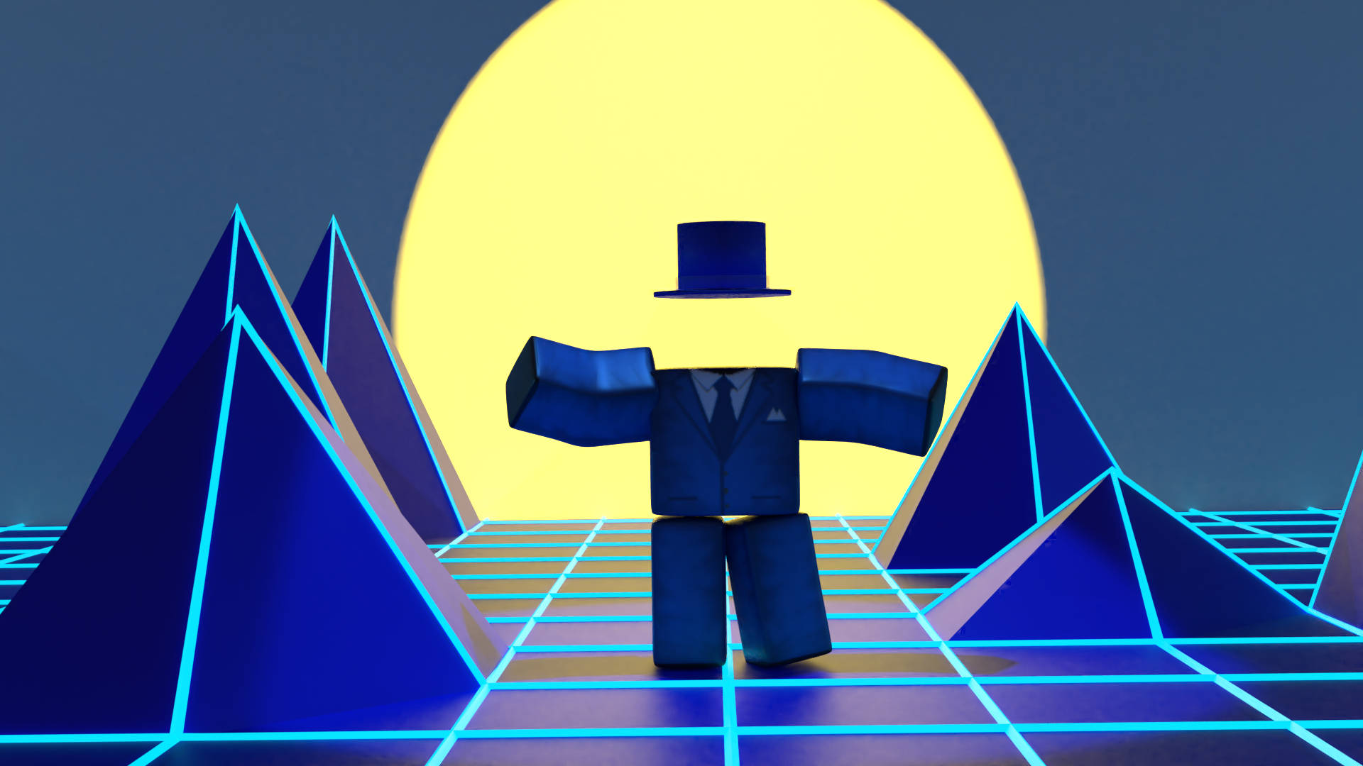 Roblox, blue-suited figure, top hat, Full HD Desktop Wallpaper