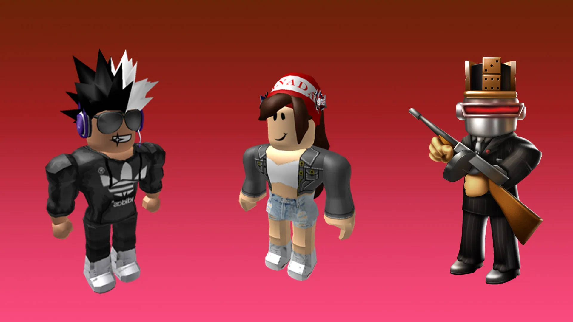 Roblox, edgy roblox avatar, gradient red background, Full HD Desktop Wallpaper