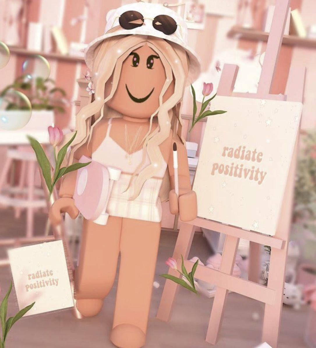 Roblox, radiate positivity, pastel pink room, SD Phone Wallpaper