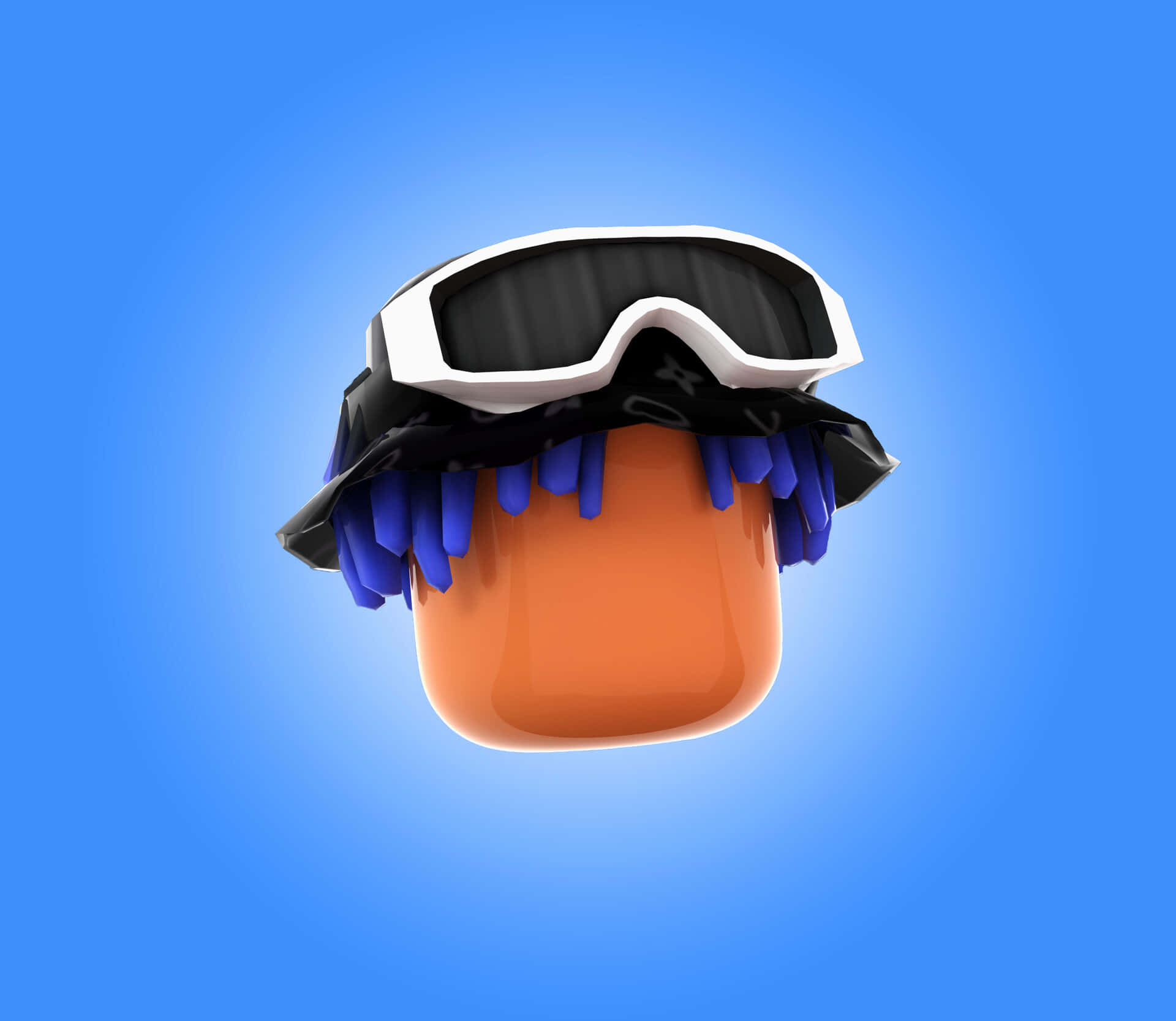 blue head, Roblox PFP, bright orange cube, Full HD Desktop Wallpaper