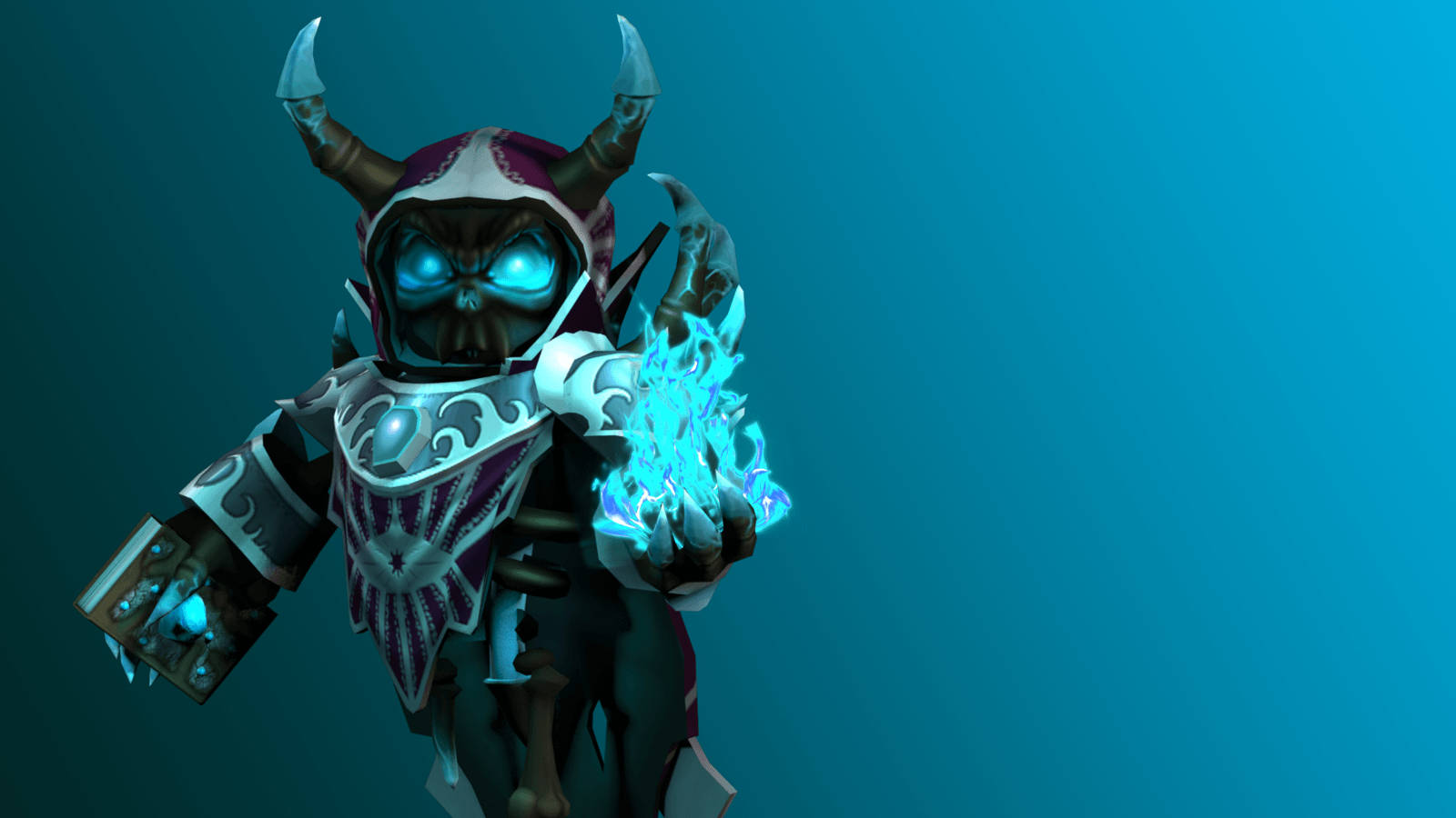 Roblox, skeletal warrior, glowing blue eyes, HD Desktop Wallpaper