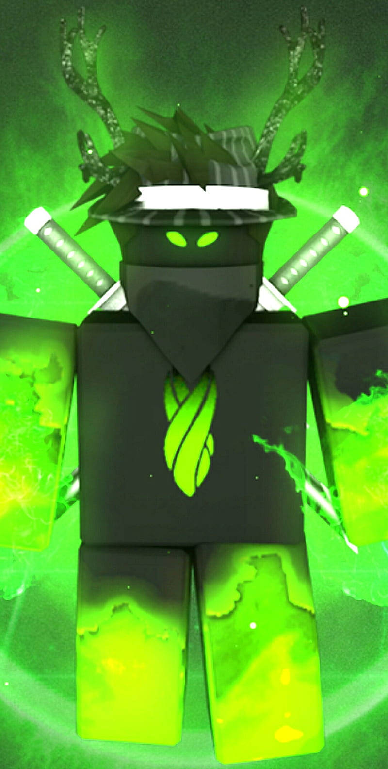 Roblox, ninja, glowing green eyes, HD Phone Wallpaper