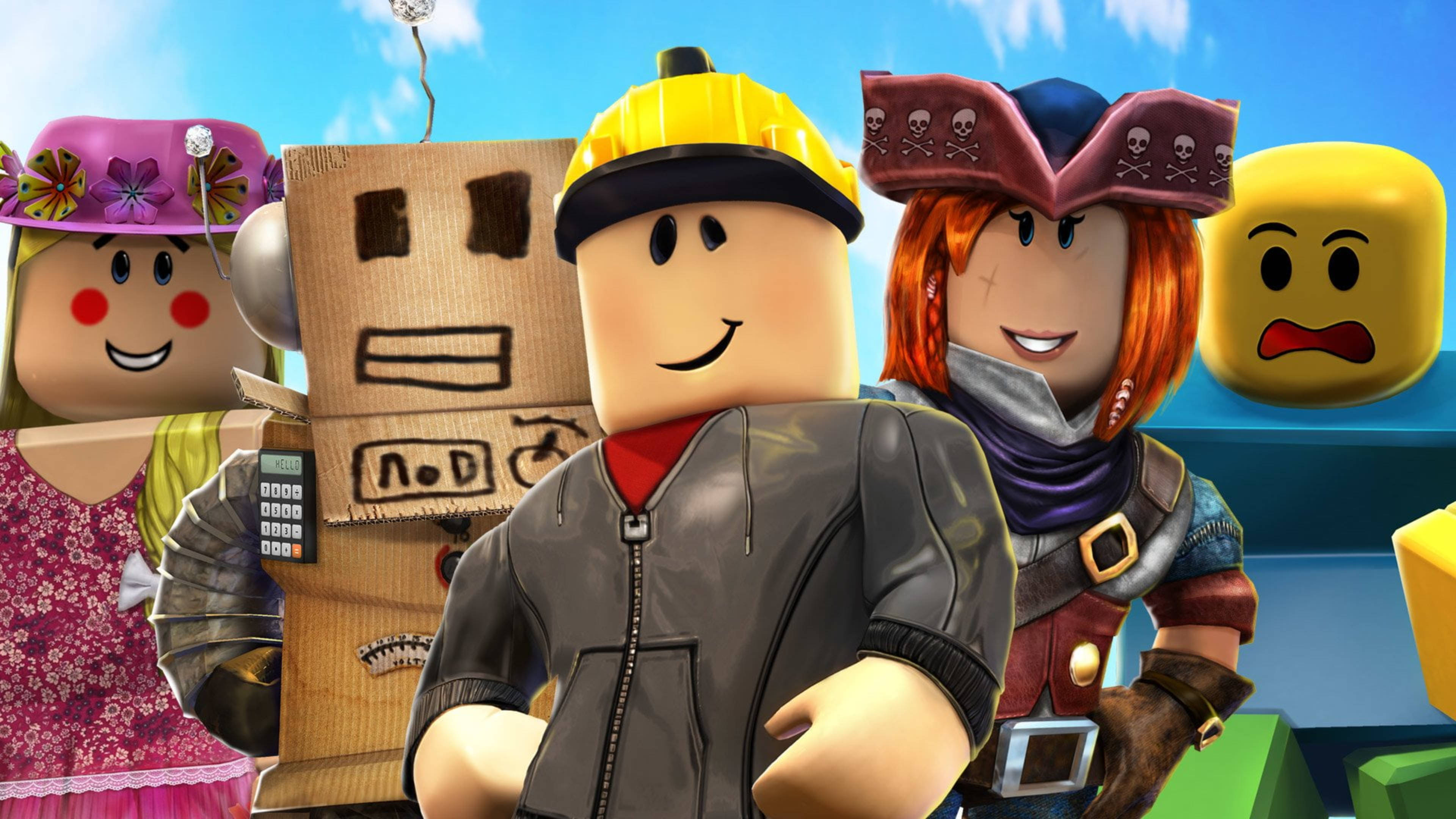 Roblox, avatars, bright blue sky, 4K Desktop Wallpaper