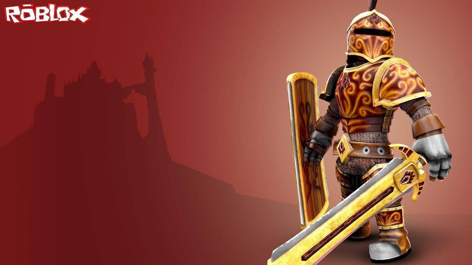 Roblox, knight, ornate gold and brown armor, Full HD Desktop Wallpaper