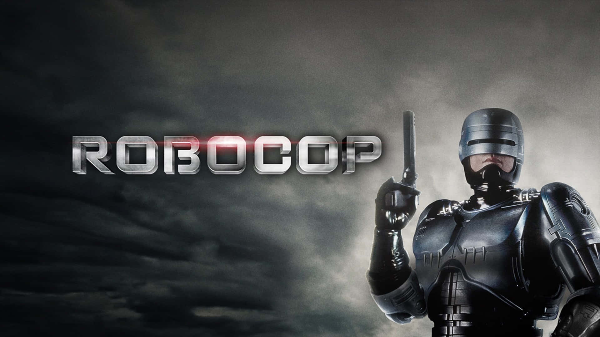 Robocop, sleek black armor, pistol, Full HD Desktop Wallpaper