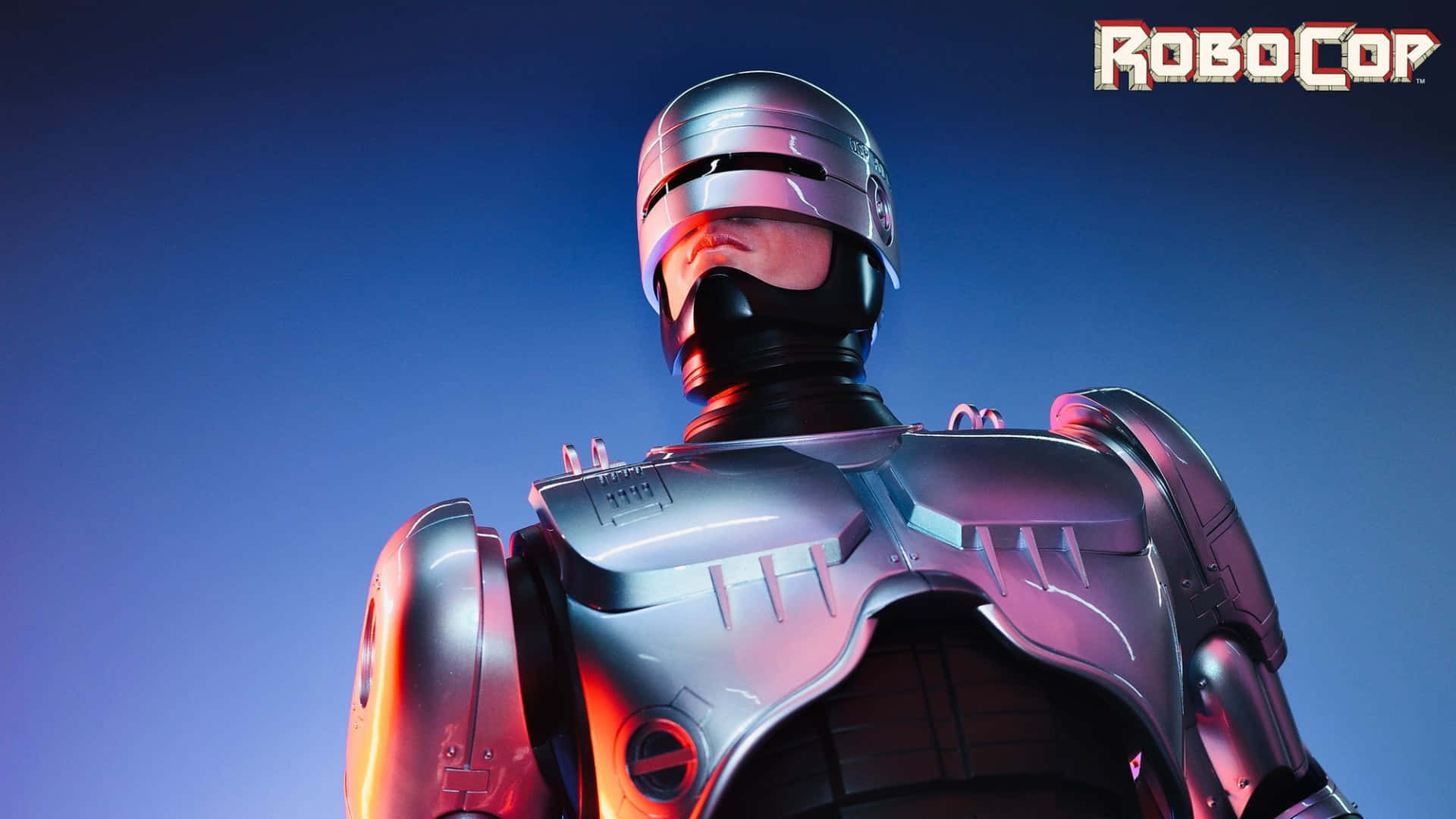 Robocop, chrome armor, deep blue sky, Full HD Desktop Wallpaper