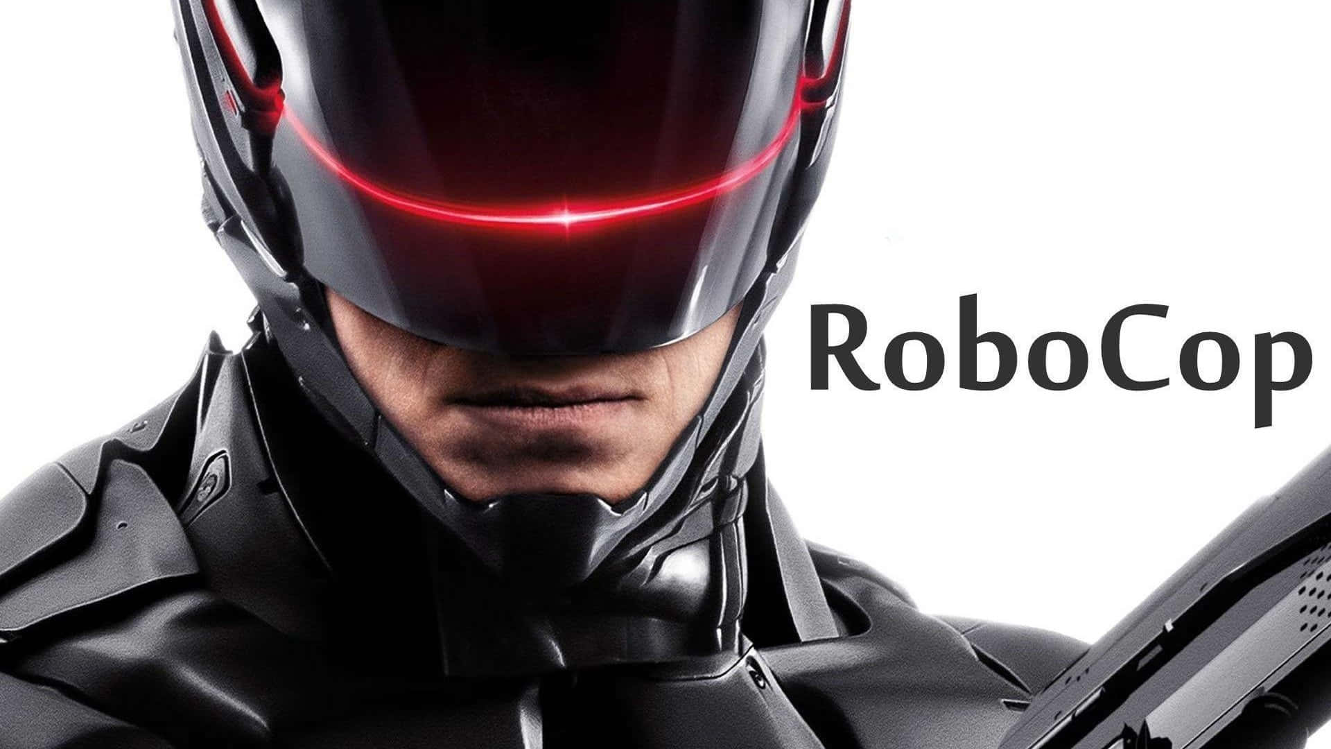 RoboCop, black armored suit, glowing red visor, Full HD Desktop Wallpaper