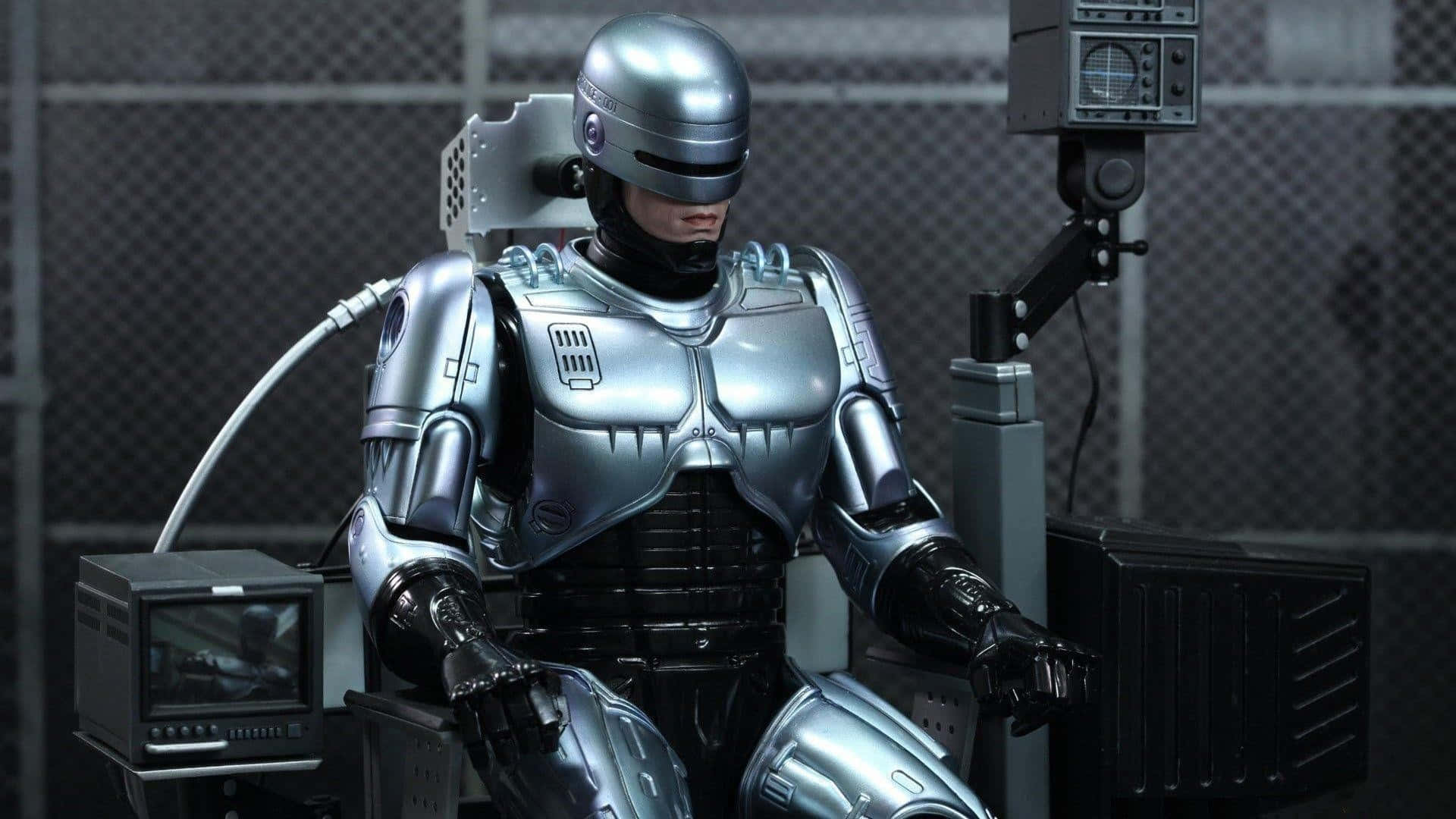 Robocop, police station, chrome-plated, Full HD Desktop Wallpaper