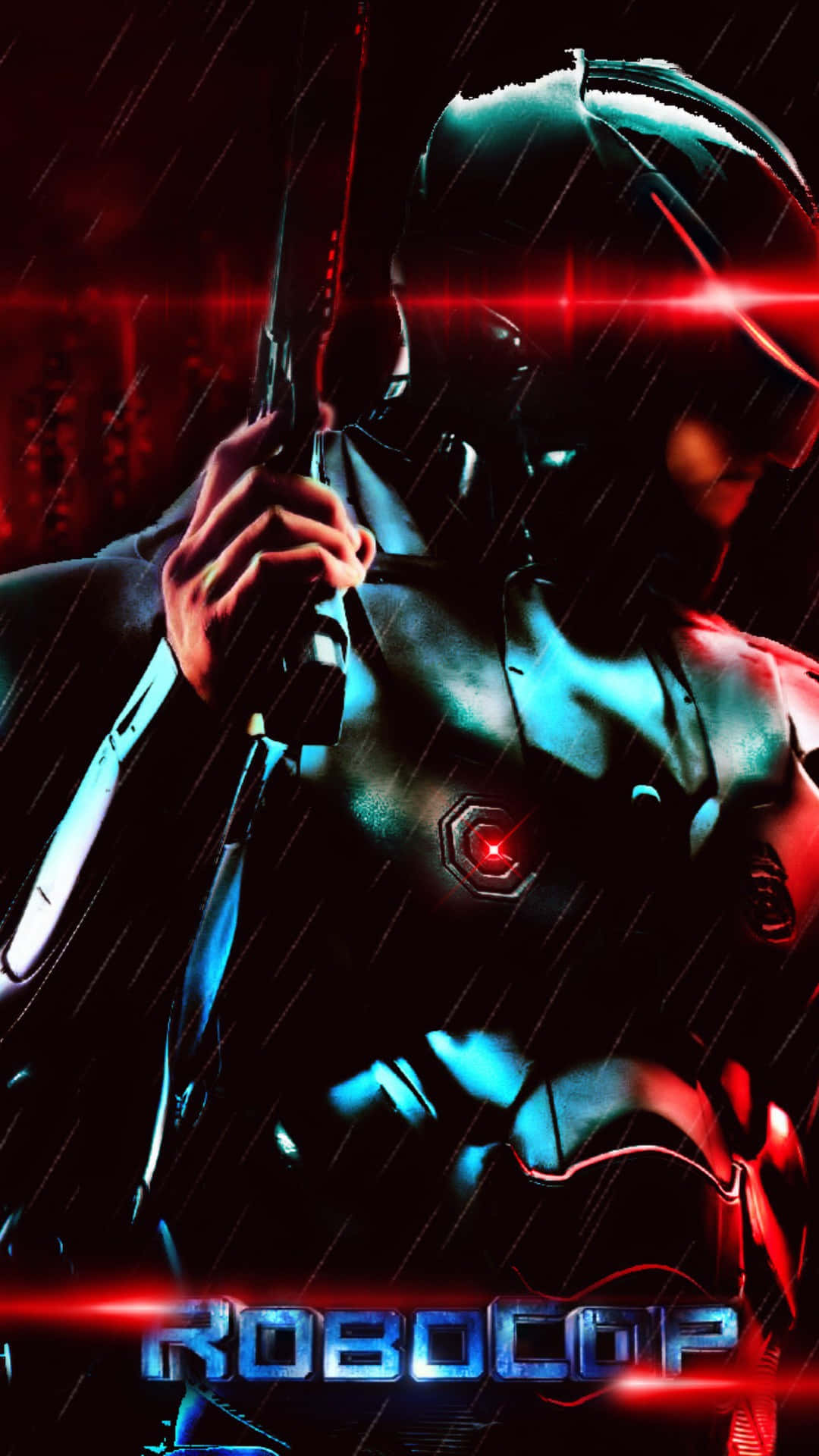 Robocop, cyborg, dark urban setting, Full HD Phone Wallpaper