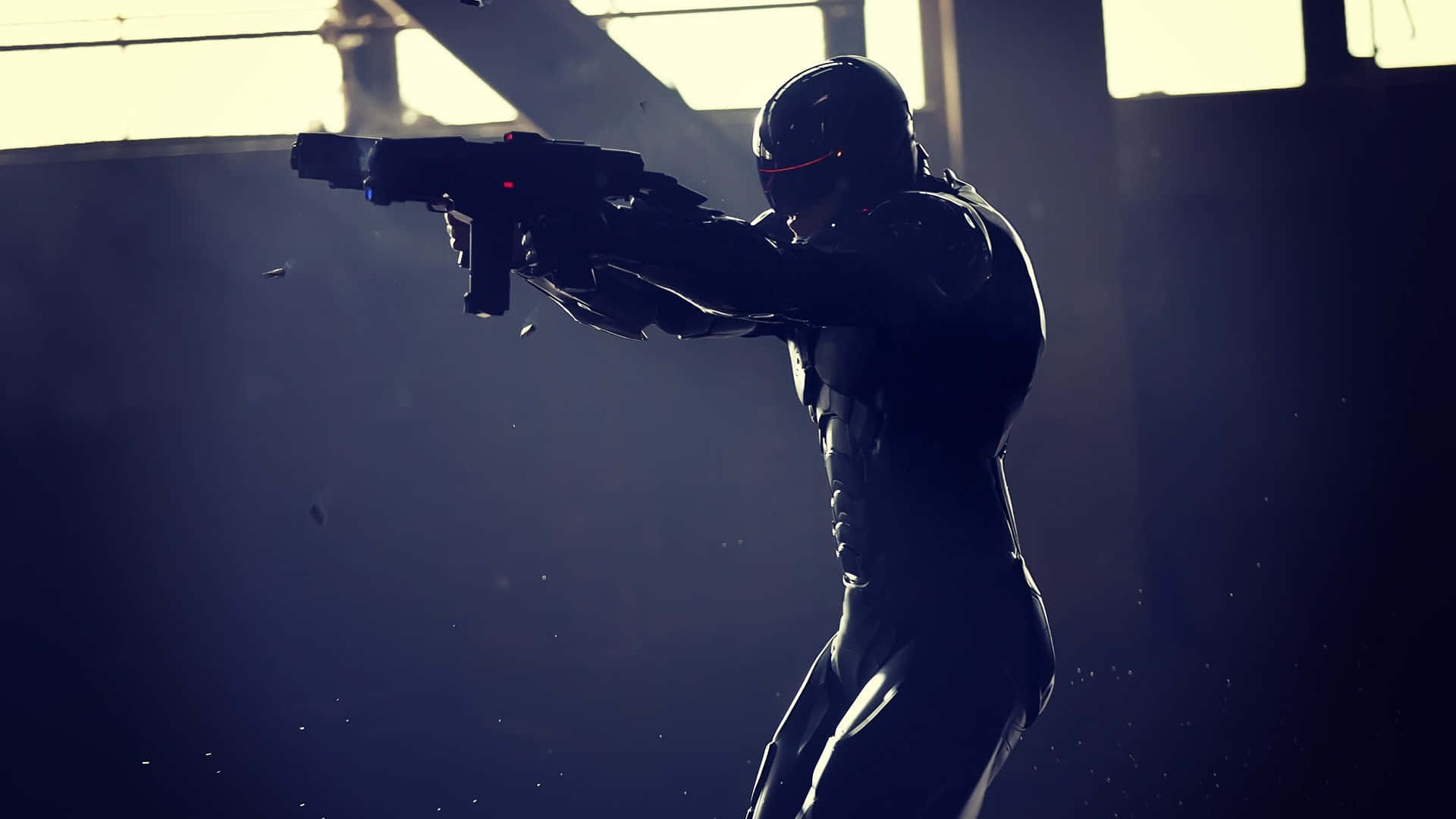Robocop, tactical action scene, dark suit, Full HD Desktop Wallpaper