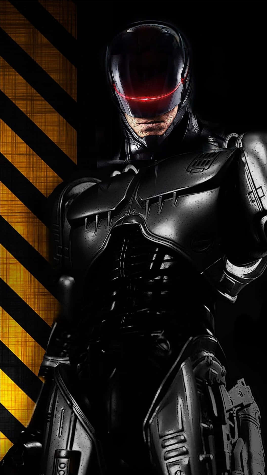 Robocop, cyberpunk enforcer, black armored suit, Full HD Phone Wallpaper
