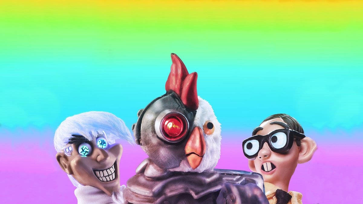 Robot Chicken, LGBT flag, rainbow gradient background, SD Desktop Wallpaper