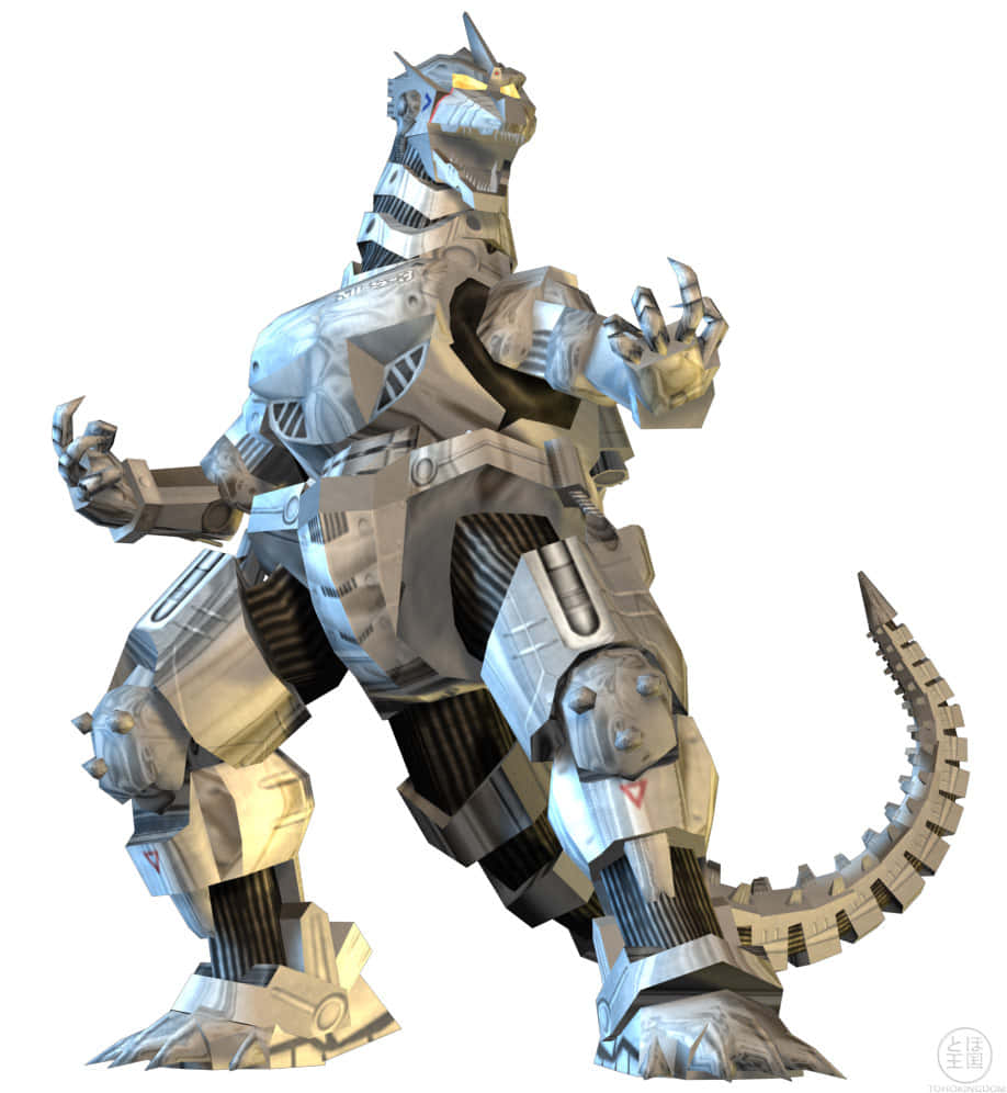 Robot Godzilla, metallic, glowing yellow eyes, SD Phone Wallpaper