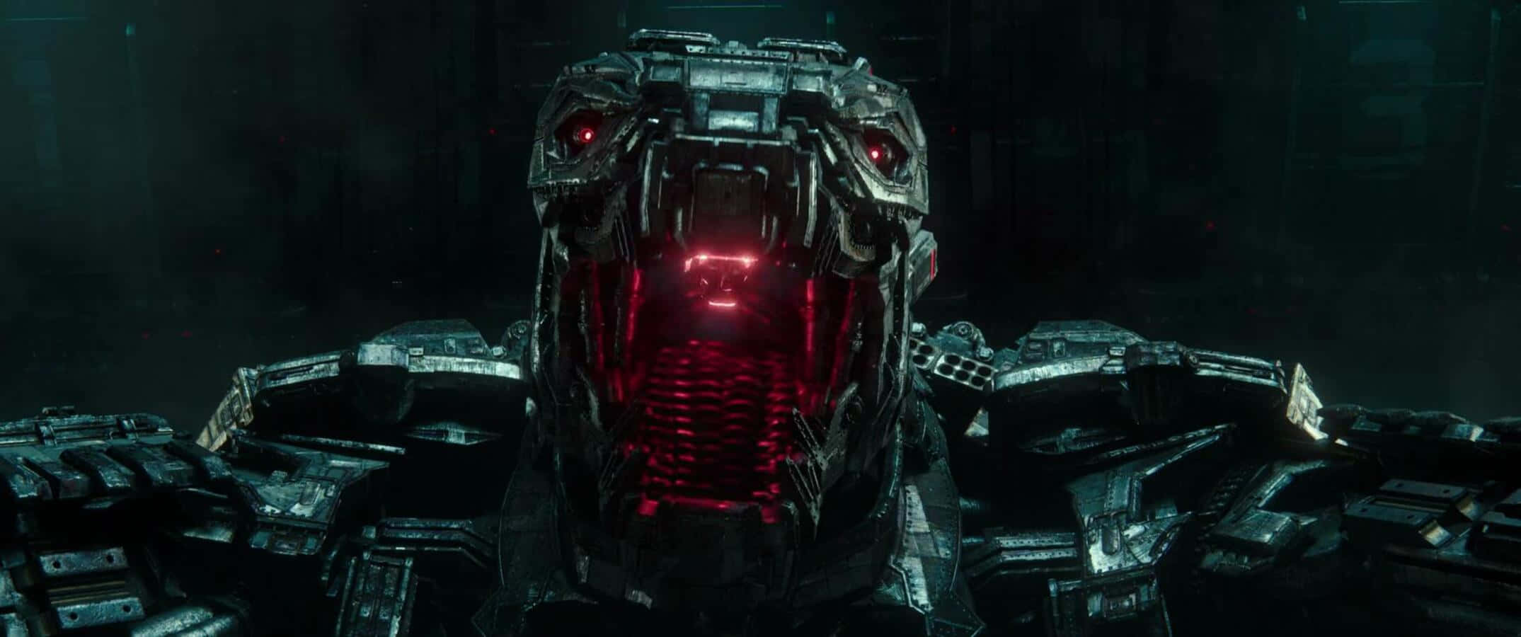 Robot Godzilla, glowing red eyes, glowing red mouth, Full HD Desktop Wallpaper