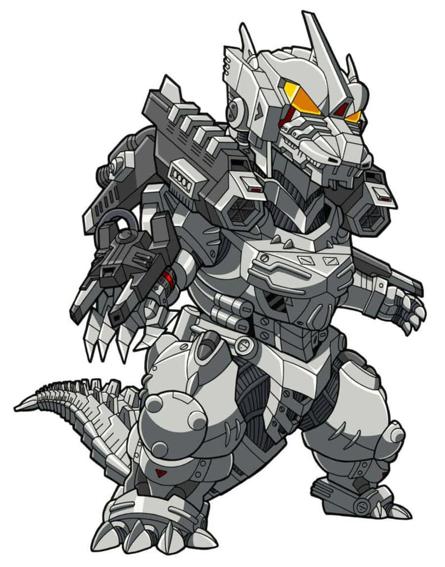 Robot Godzilla, chibi-style, armored robot, SD Phone Wallpaper