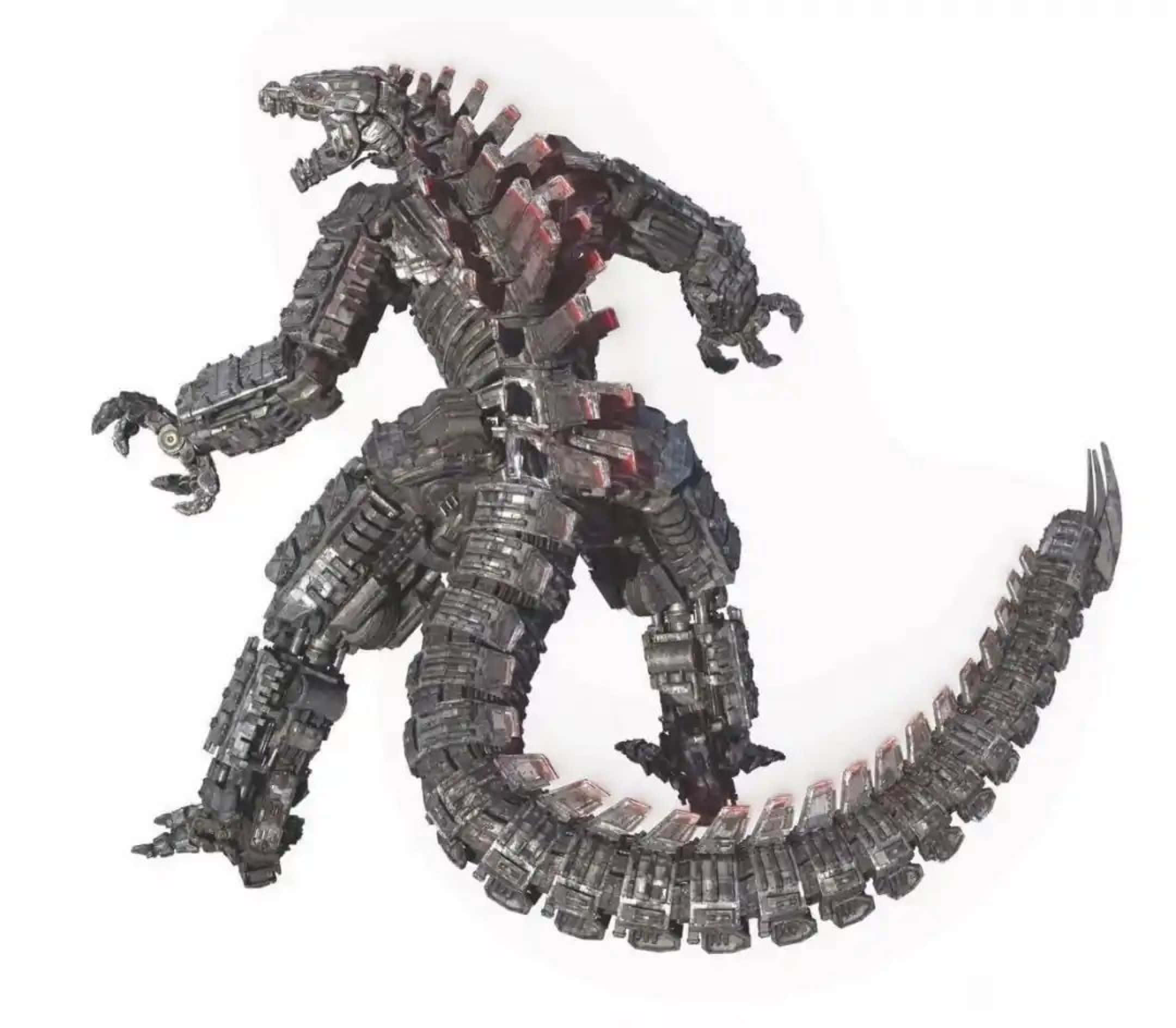 Robot Godzilla, armored plates, glowing red accents, Full HD Desktop Wallpaper