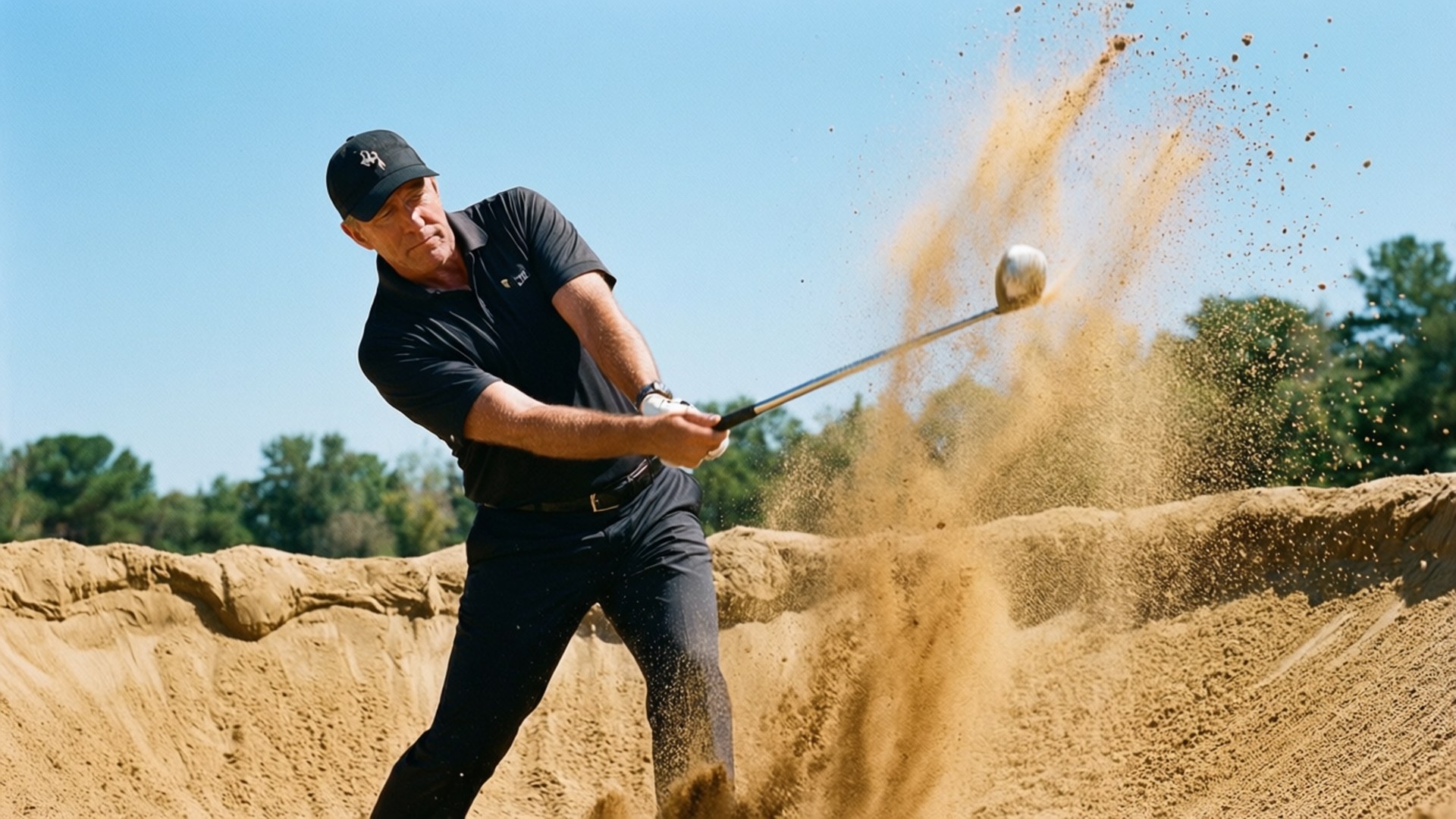 Rocco Mediate, bunker, sand, Full HD Desktop Wallpaper