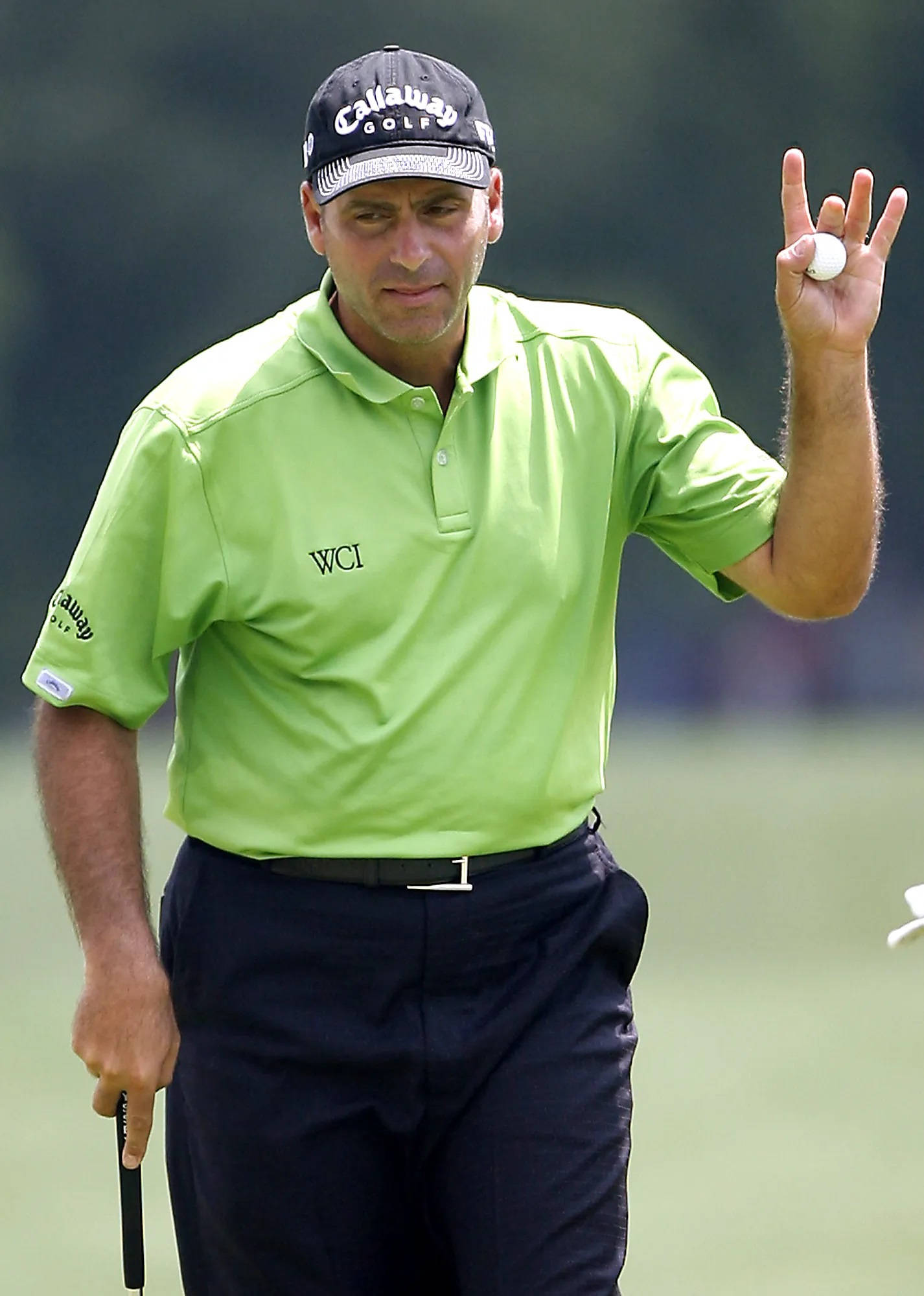 Rocco Mediate, bright green shirt, golf ball, Full HD Phone Wallpaper