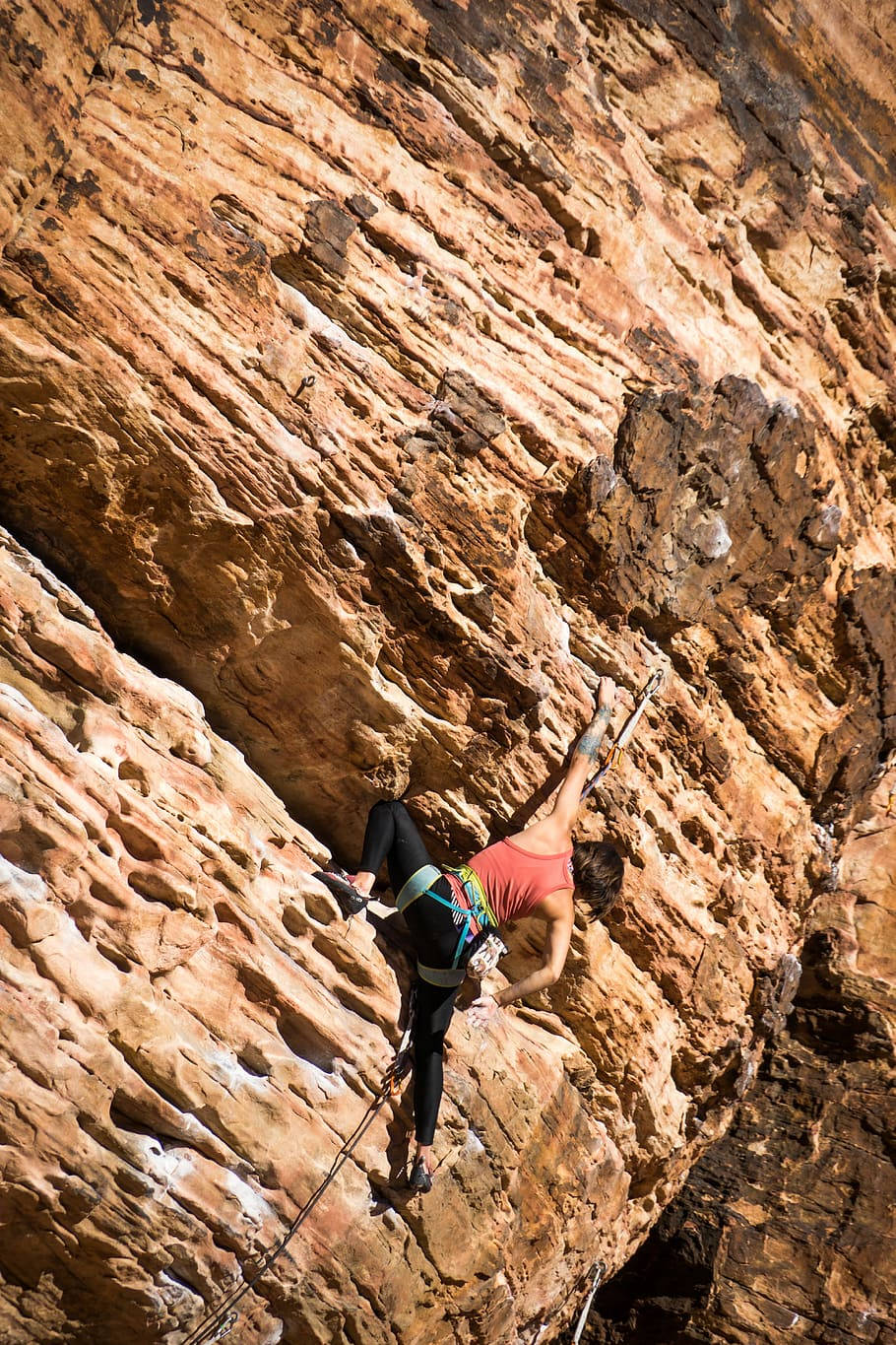red top, steep textured orange rock face, bright sunlight, HD Phone Wallpaper