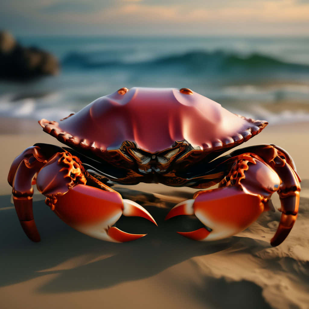 Red Crab, beach, sunset, SD Desktop Wallpaper