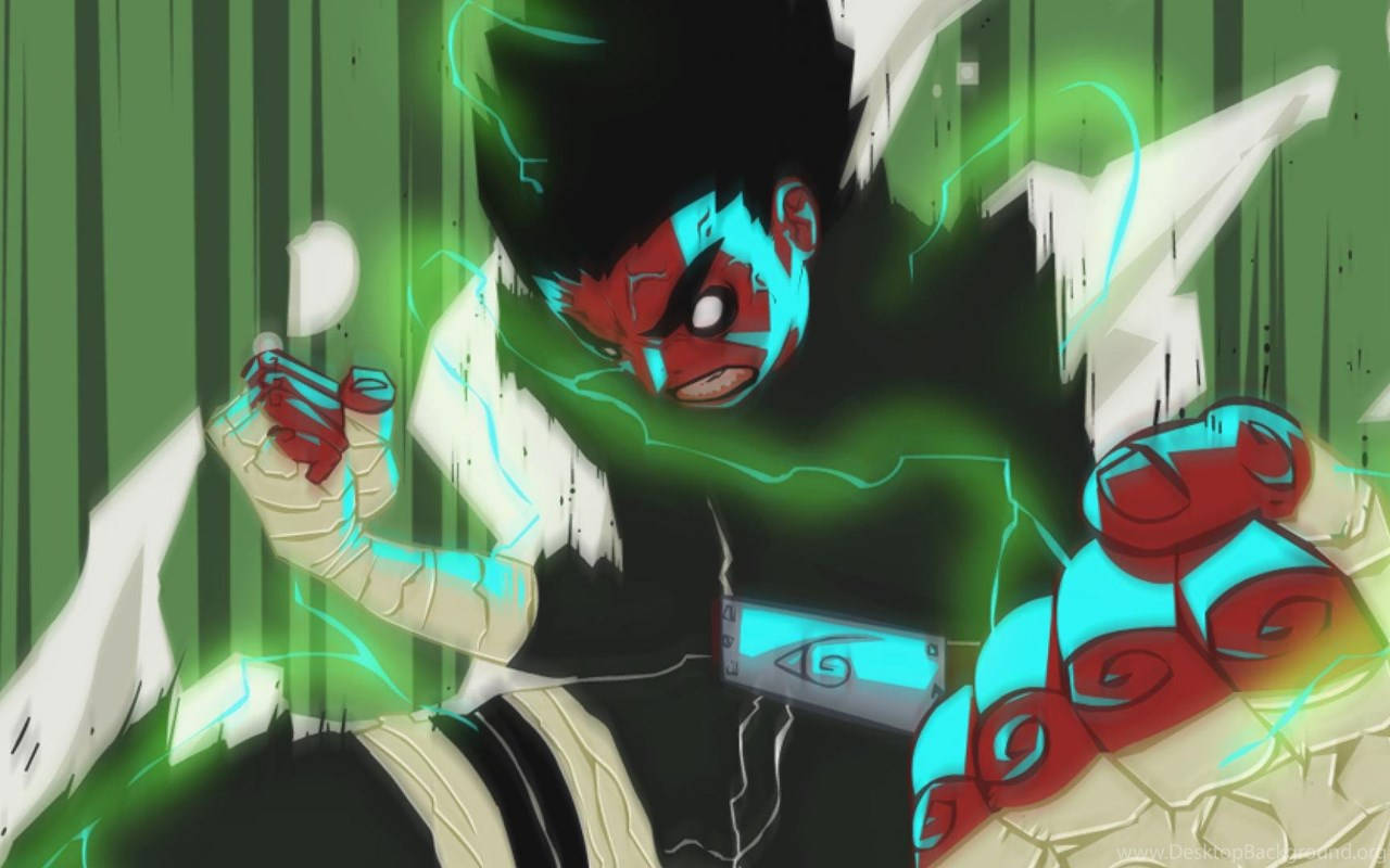 Rock Lee, red and blue face paint, green lightning energy, HD Desktop Wallpaper