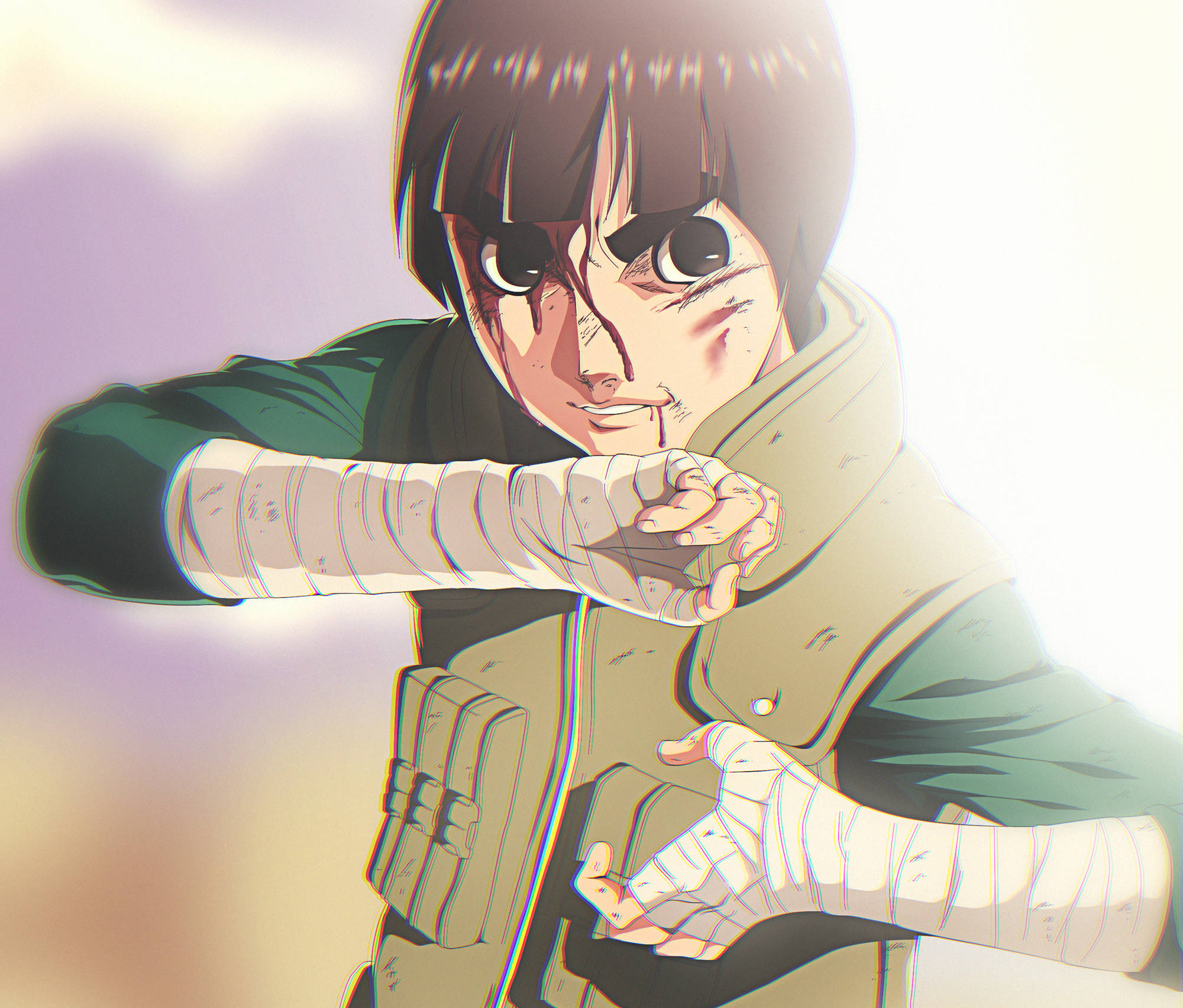Rock Lee, bandaged hands, bloodied face, Full HD Desktop Wallpaper