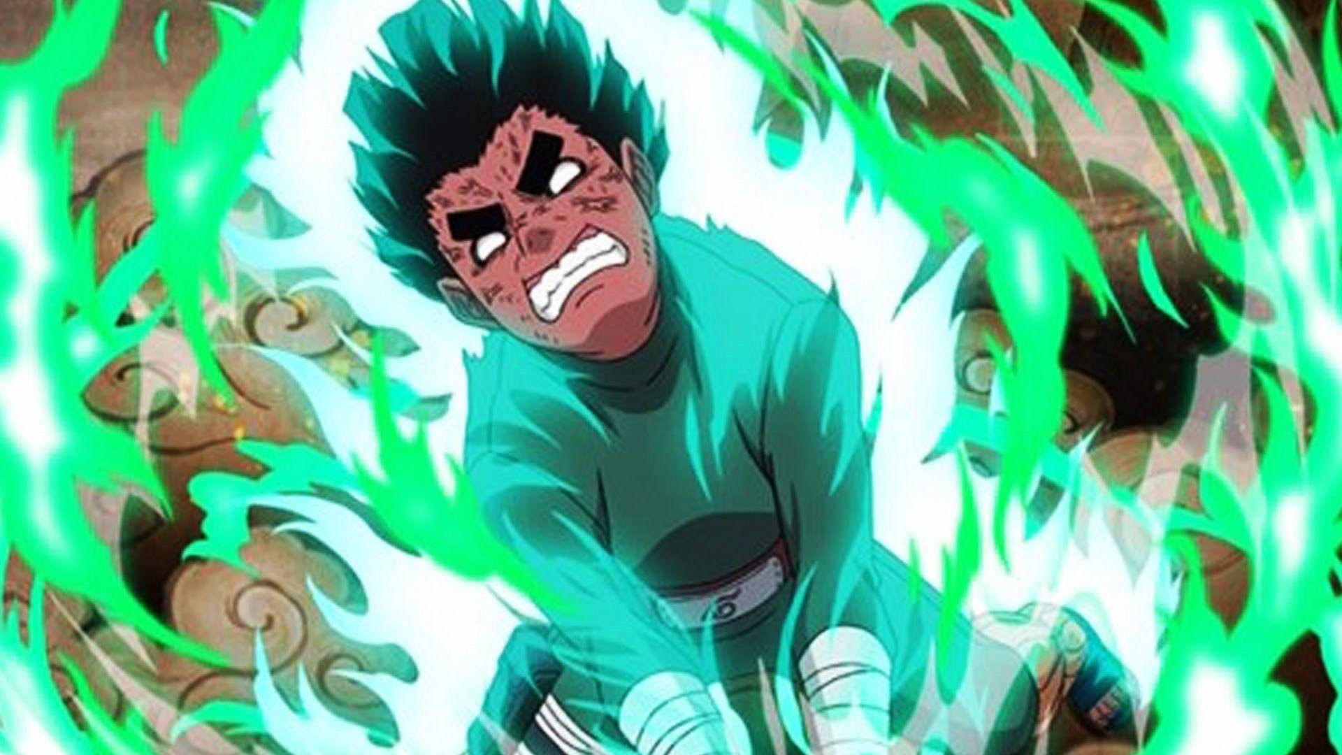 Rock Lee, 6th Gate, teal hair, Full HD Desktop Wallpaper