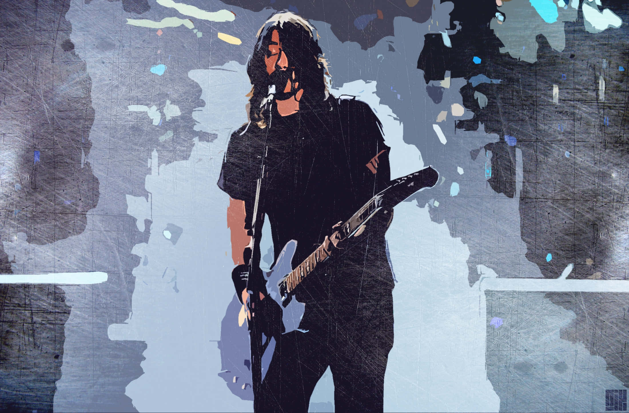 rock guitarist, electric guitar, stage lights, Full HD Desktop Wallpaper