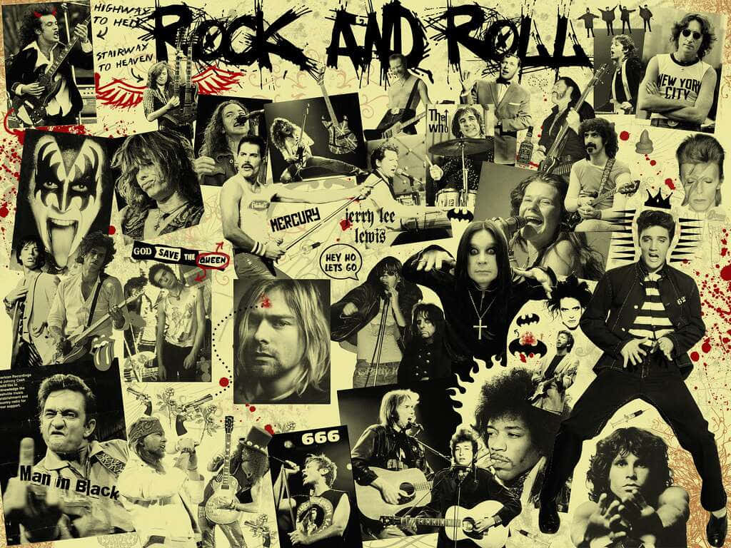 rock n roll, Keep the Music Rockin On, gritty collage, SD Desktop Wallpaper
