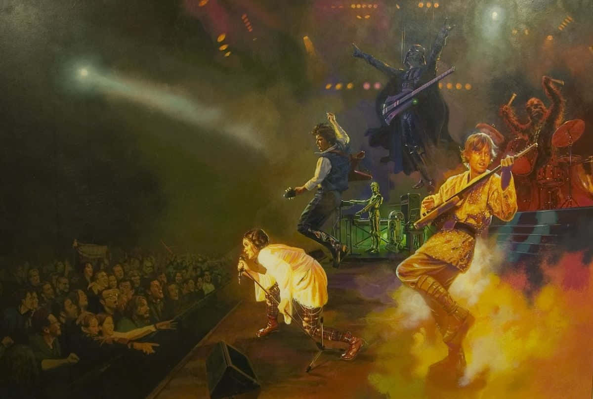 Rock Stars, Stage, Fiery stage lights, SD Desktop Wallpaper