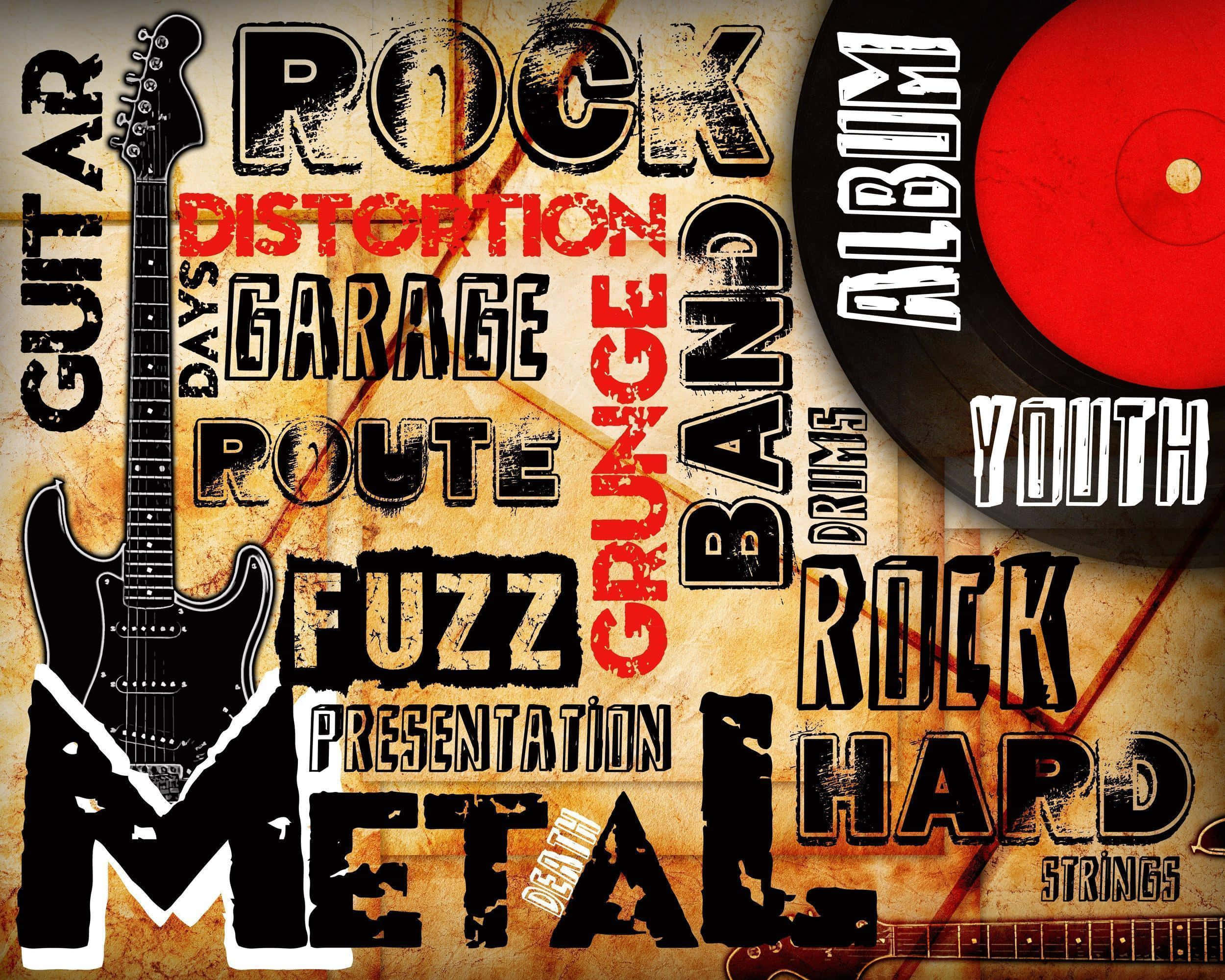 rock music, black electric guitar, vinyl record, Full HD Desktop Wallpaper