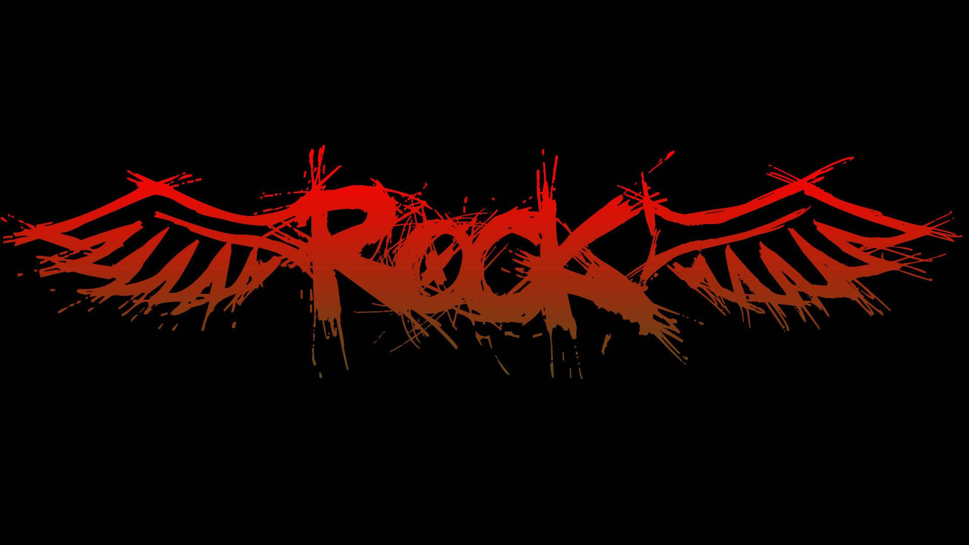 ROCK, red graffiti-style, wing-like strokes, Full HD Desktop Wallpaper