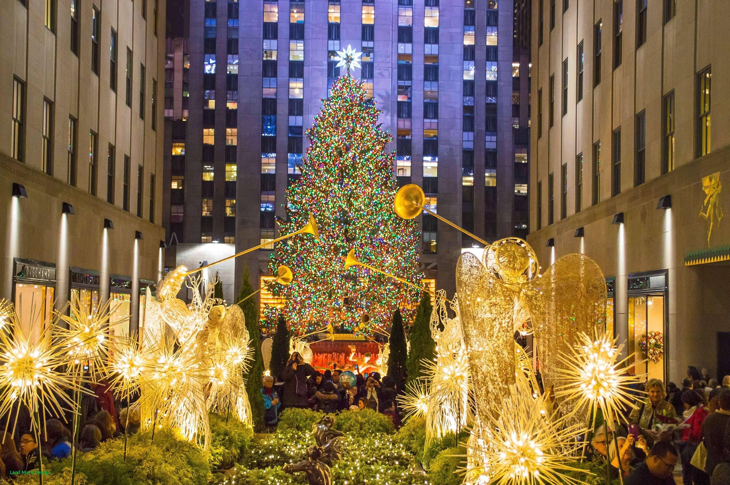 Rockefeller Center, Christmas tree, night, 2K Desktop Wallpaper