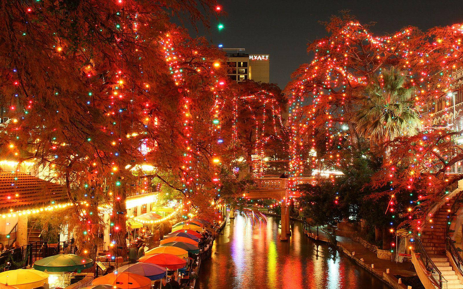 Rockefeller Center, red christmas, canal, HD Desktop Wallpaper