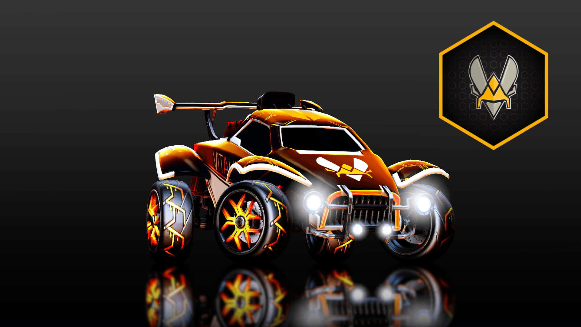 Rocket League, fiery orange, black, Full HD Desktop Wallpaper