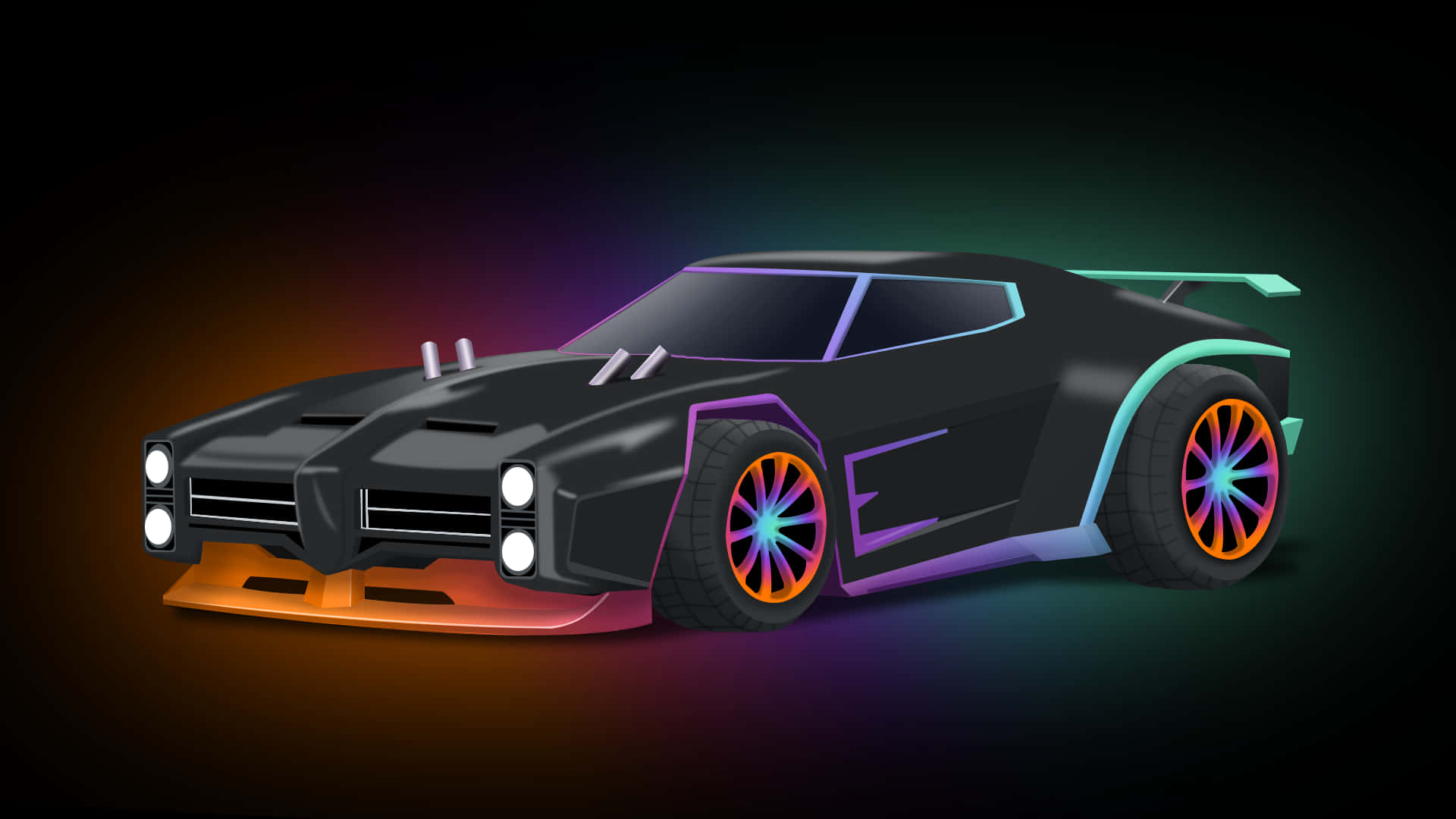 Rocket League, neon purple, orange, Full HD Desktop Wallpaper