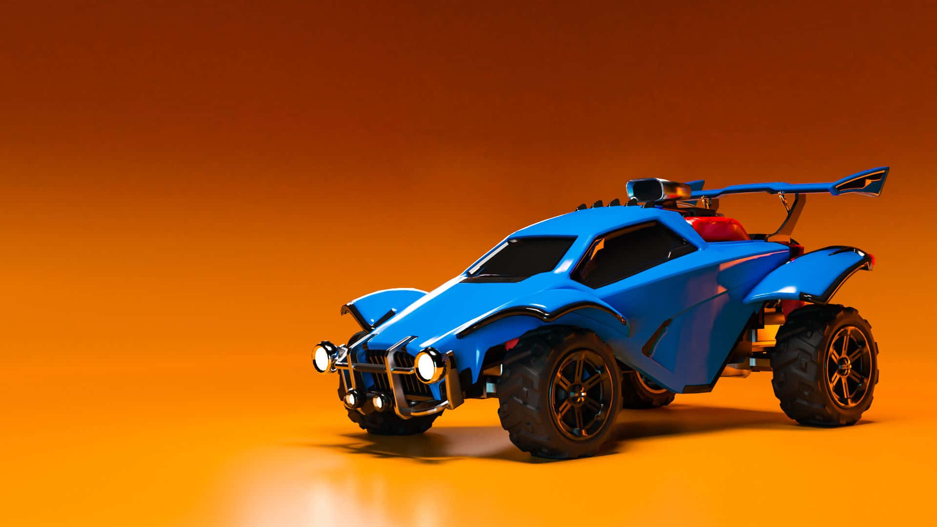 Rocket League, sleek blue futuristic off-road vehicle, black tires, Full HD Desktop Wallpaper