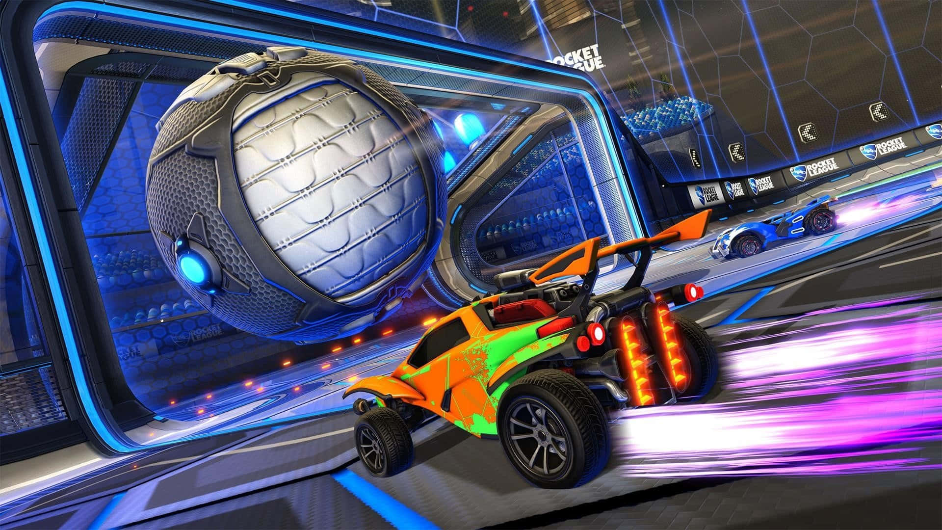 Rocket League, orange, green, Full HD Desktop Wallpaper