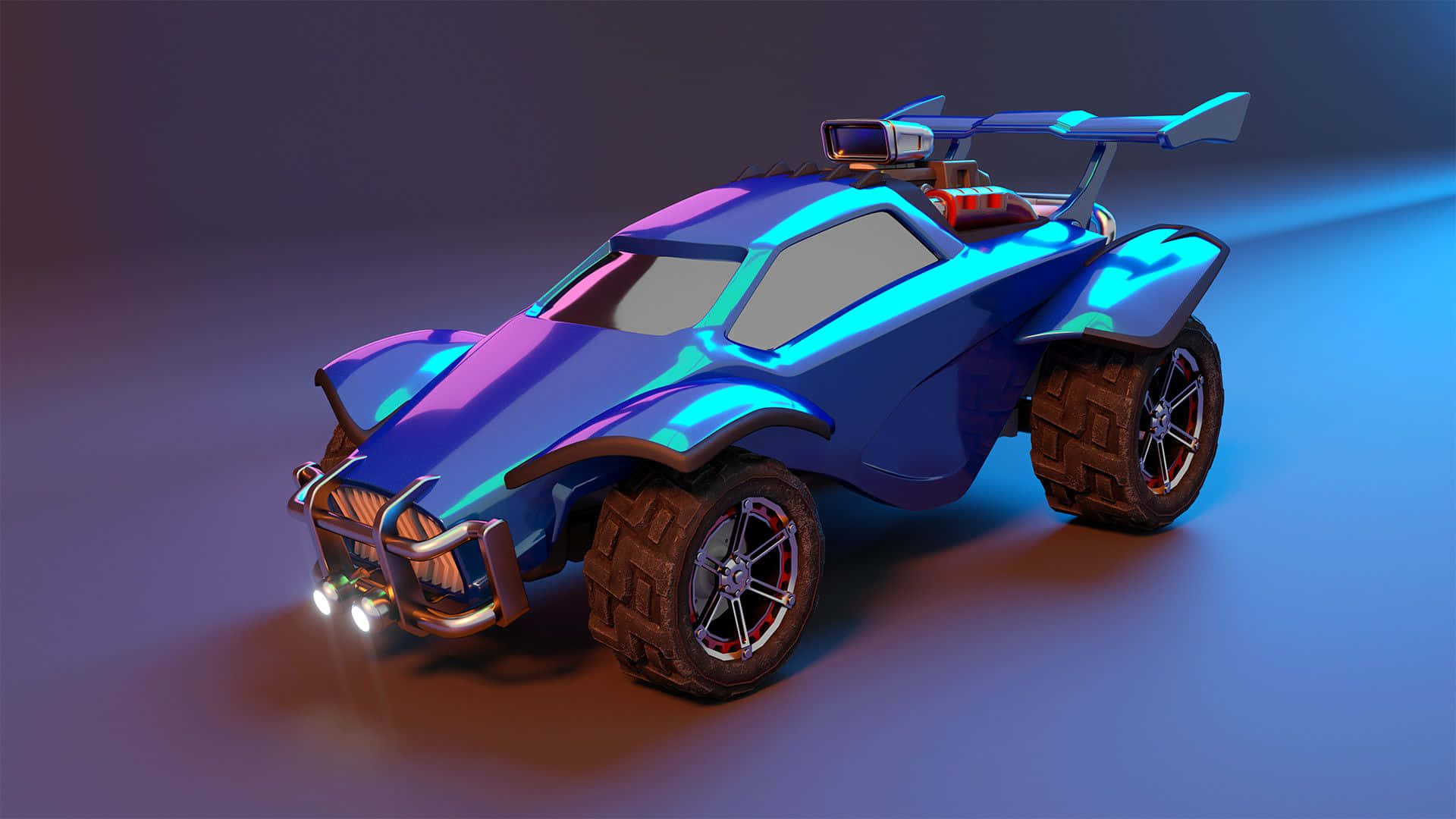 Rocket League, futuristic blue and purple off-road vehicle, glowing accents, Full HD Desktop Wallpaper