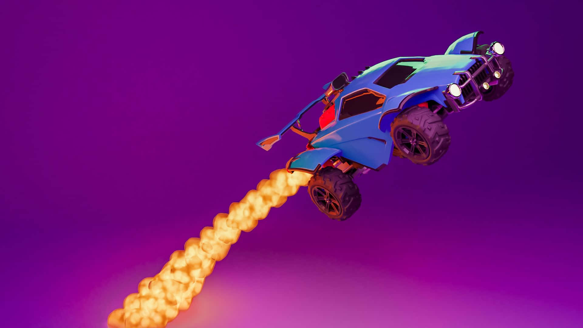 Rocket League, blue futuristic rocket car, vibrant purple sky, Full HD Desktop Wallpaper