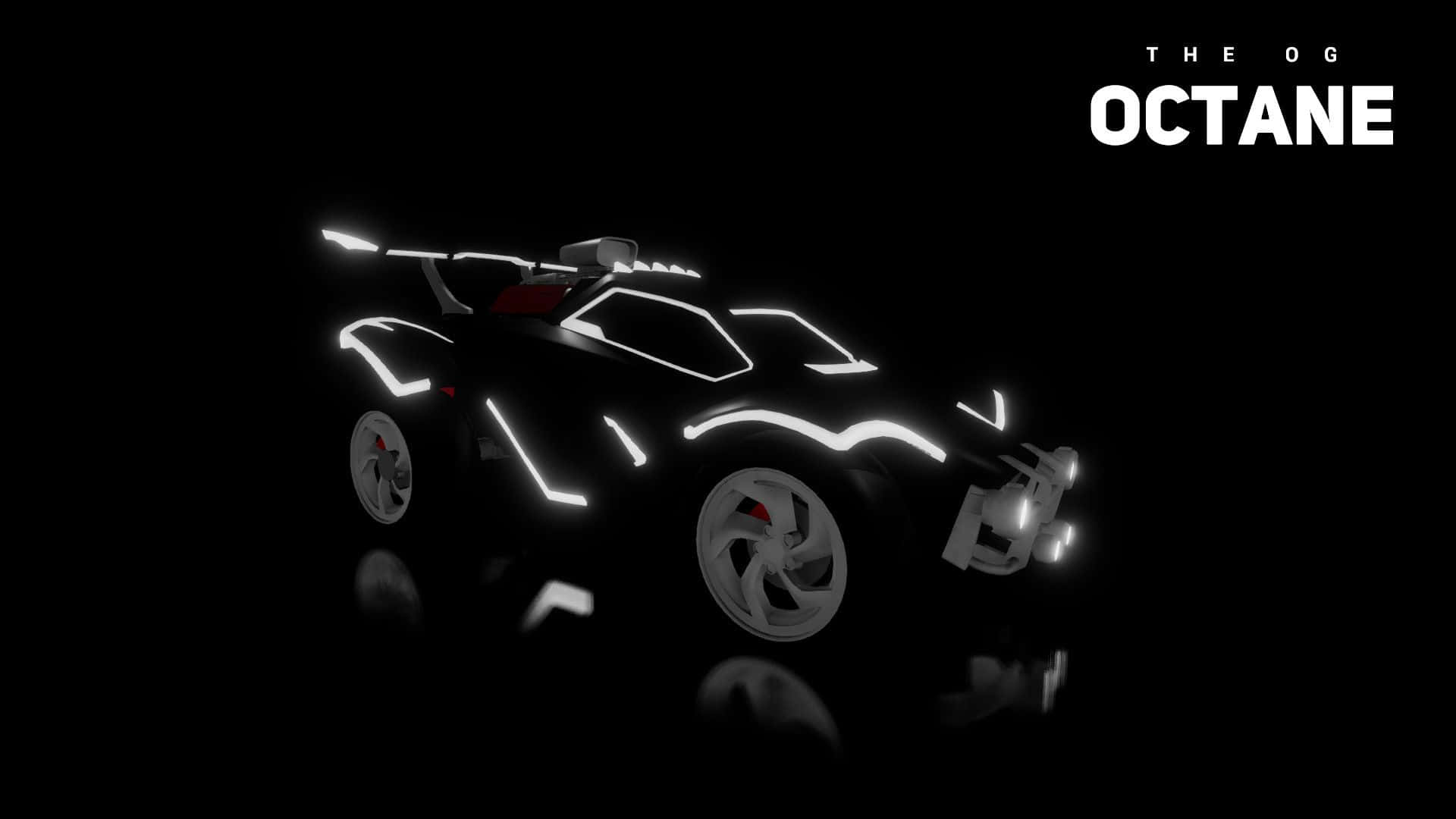 Rocket League, futuristic black race car, glowing white neon lines, Full HD Desktop Wallpaper